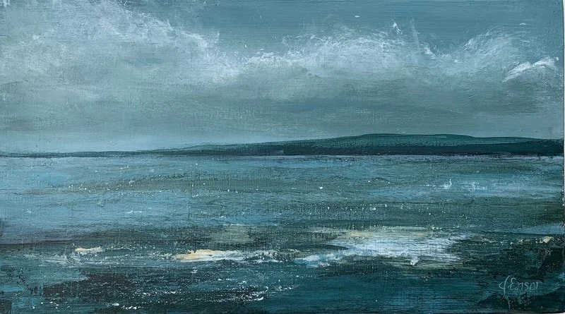 Clouds, Acrylic On Wood, Jeannie Ensor, $200.