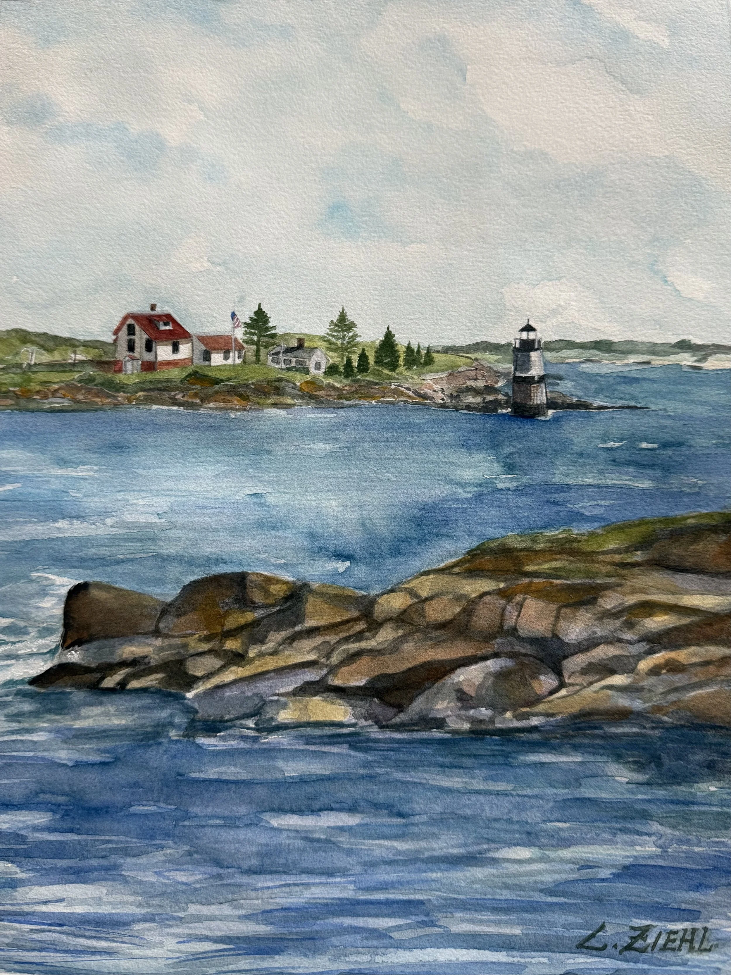 Ram's Island Light, Laurel Ziehl, Watercolor, $465.