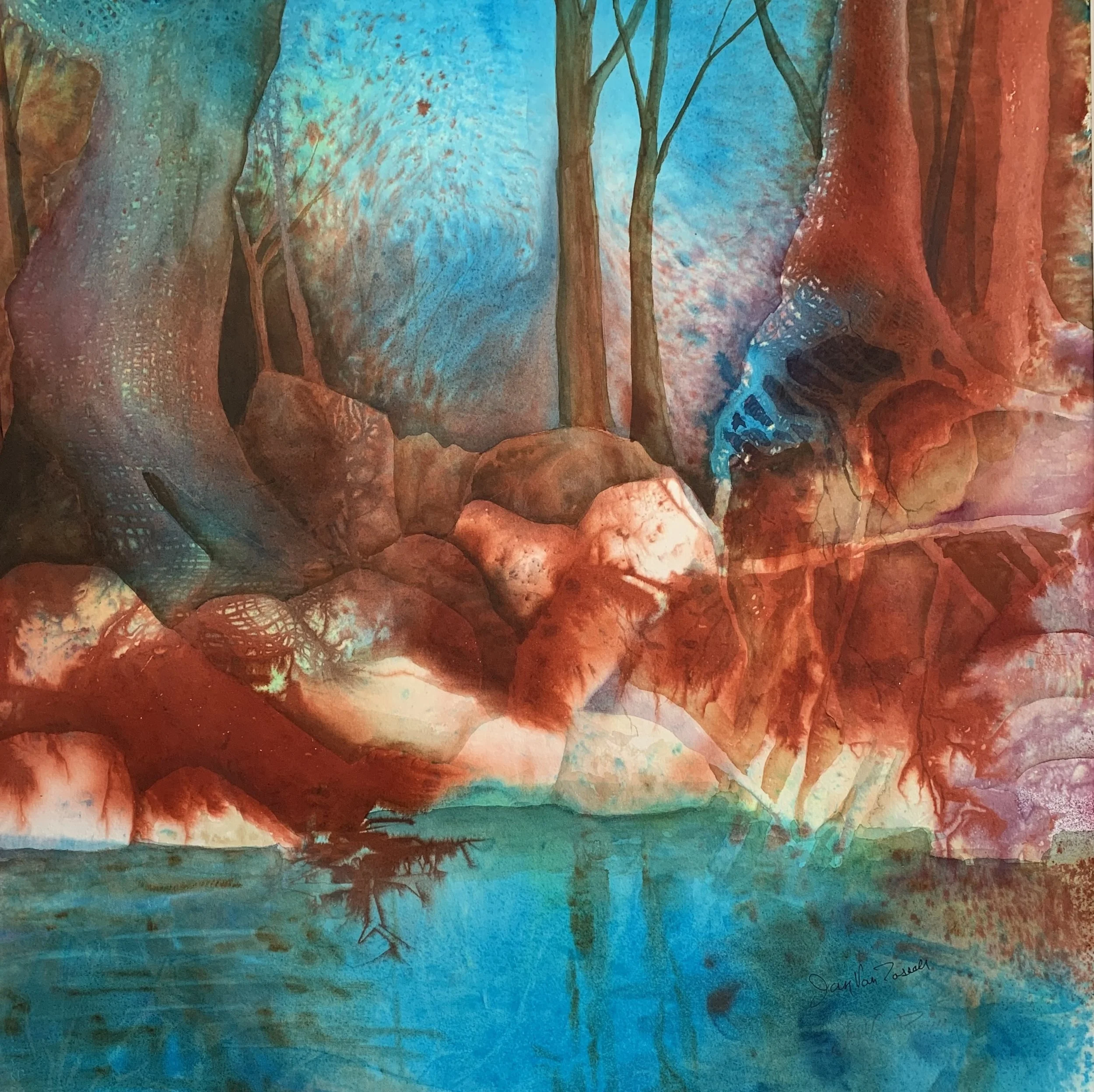 Red At Night, Jan Van Tassell, Watercolor, $870.