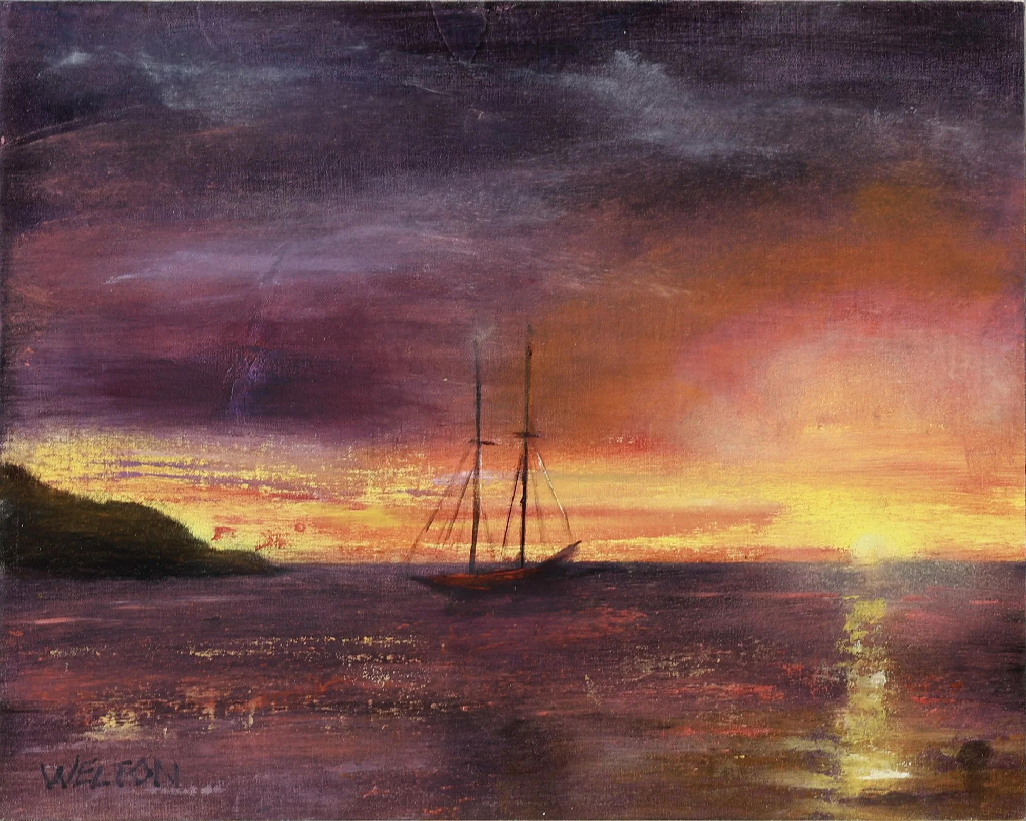 The Sun And The Sailboat, Wendy Welton, Oil, $340.