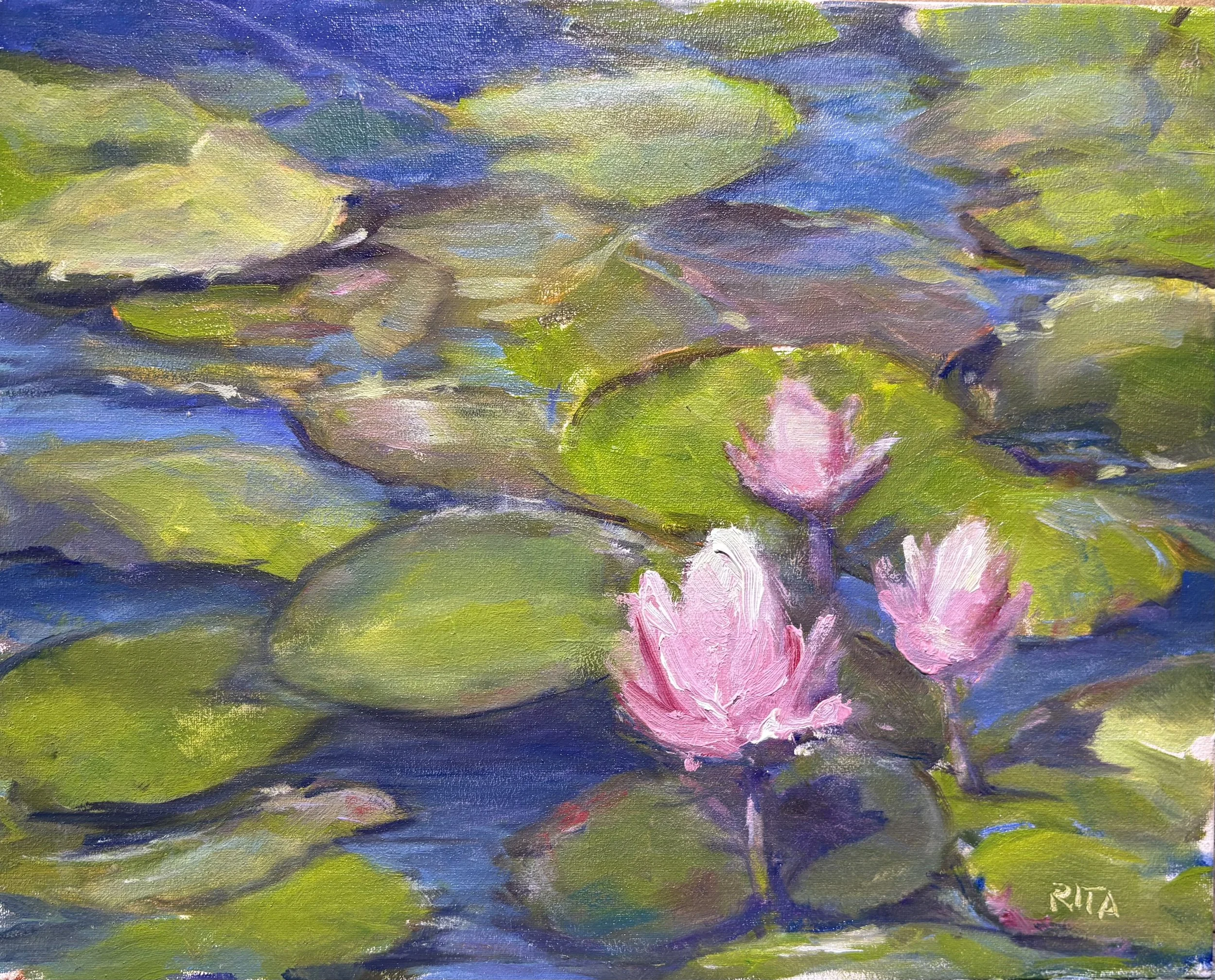 Water Lilies, Rita Pomerleau, Oil, $250.