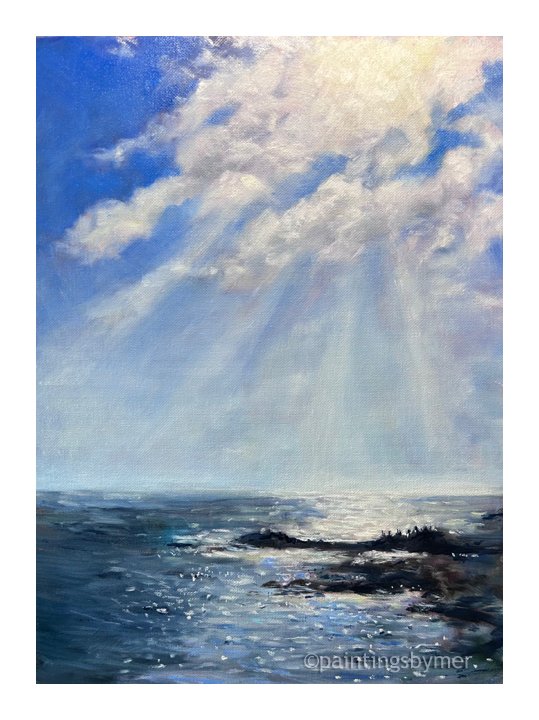 Marginal Way Sunbeams - Plein Air, Meredith Reynells, Oil, $545.