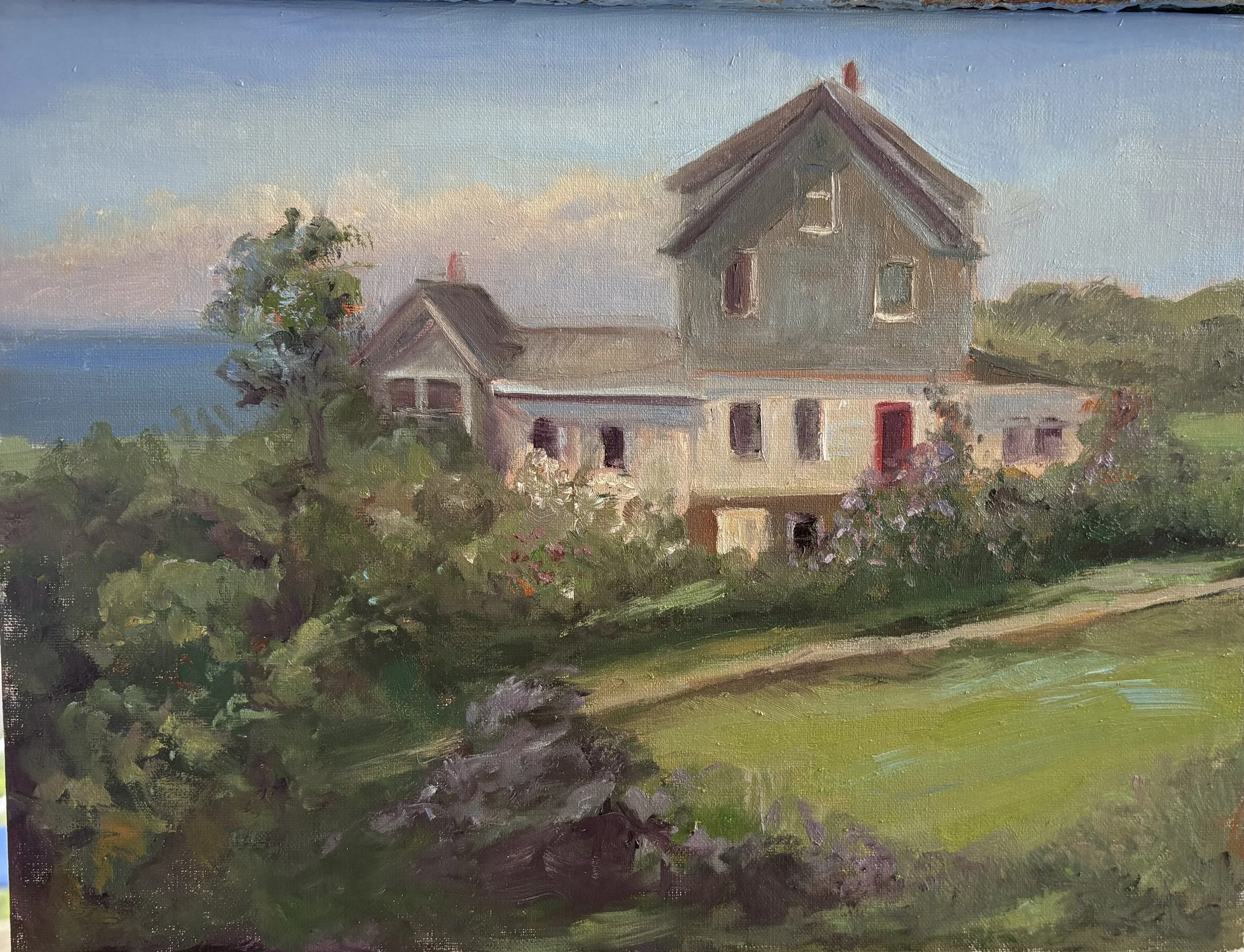 Bogdanove House June, Rita Pomerleau, Oil on Linen Panel, $350.