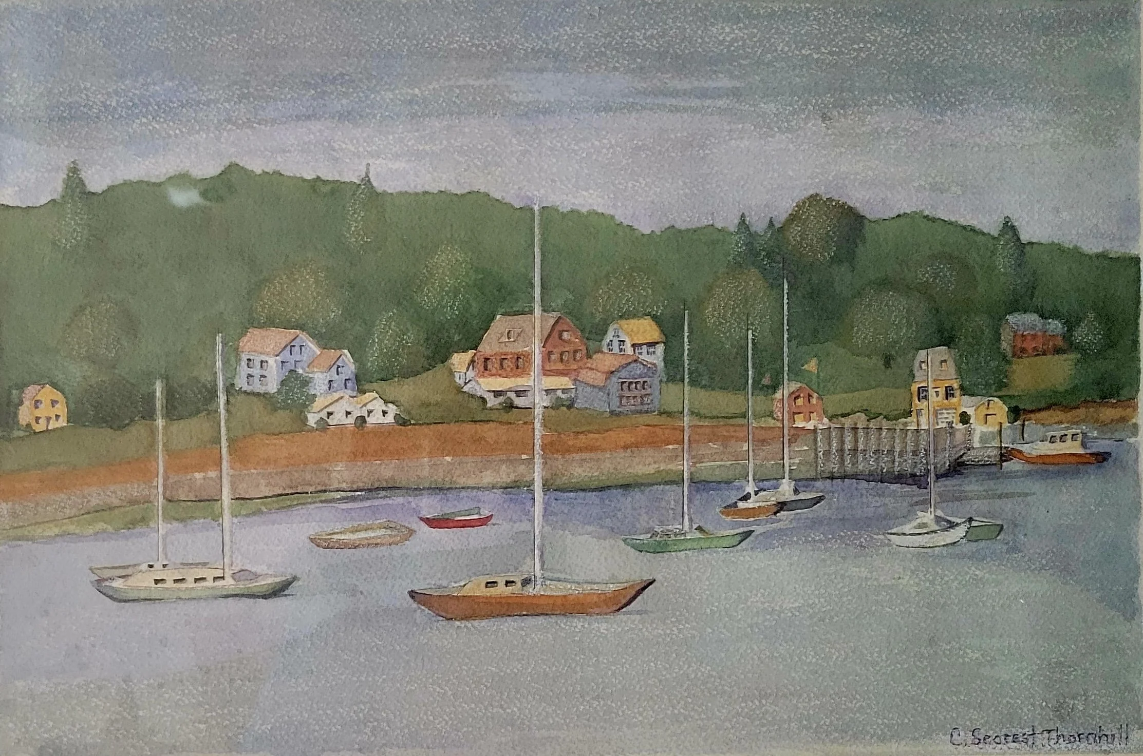 Summer Harbor, Catherine Secrest Thornhill, Watercolor, $425.