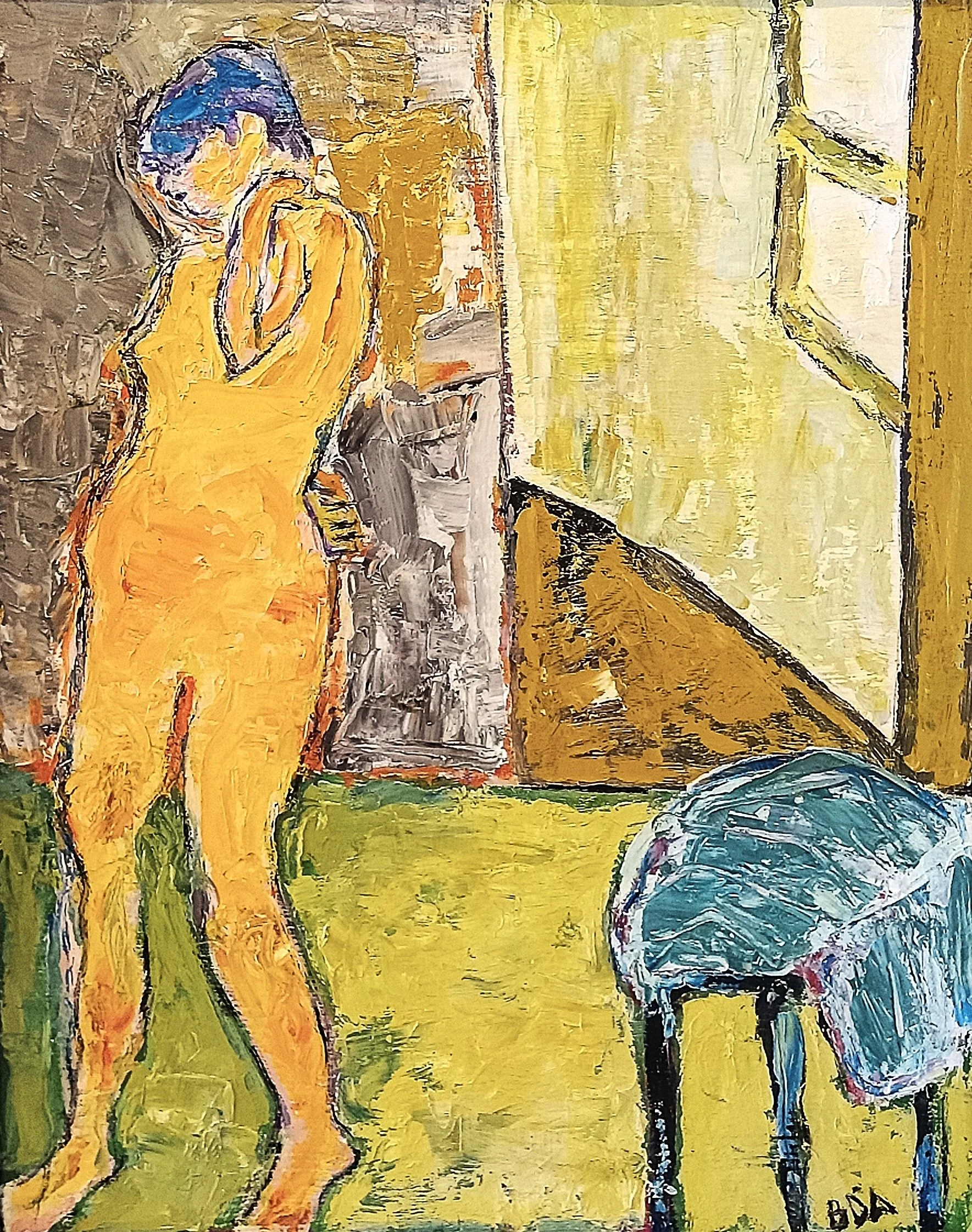 Nude In Interior, Barbara D'Antonio, Oil On Masonite, $800.