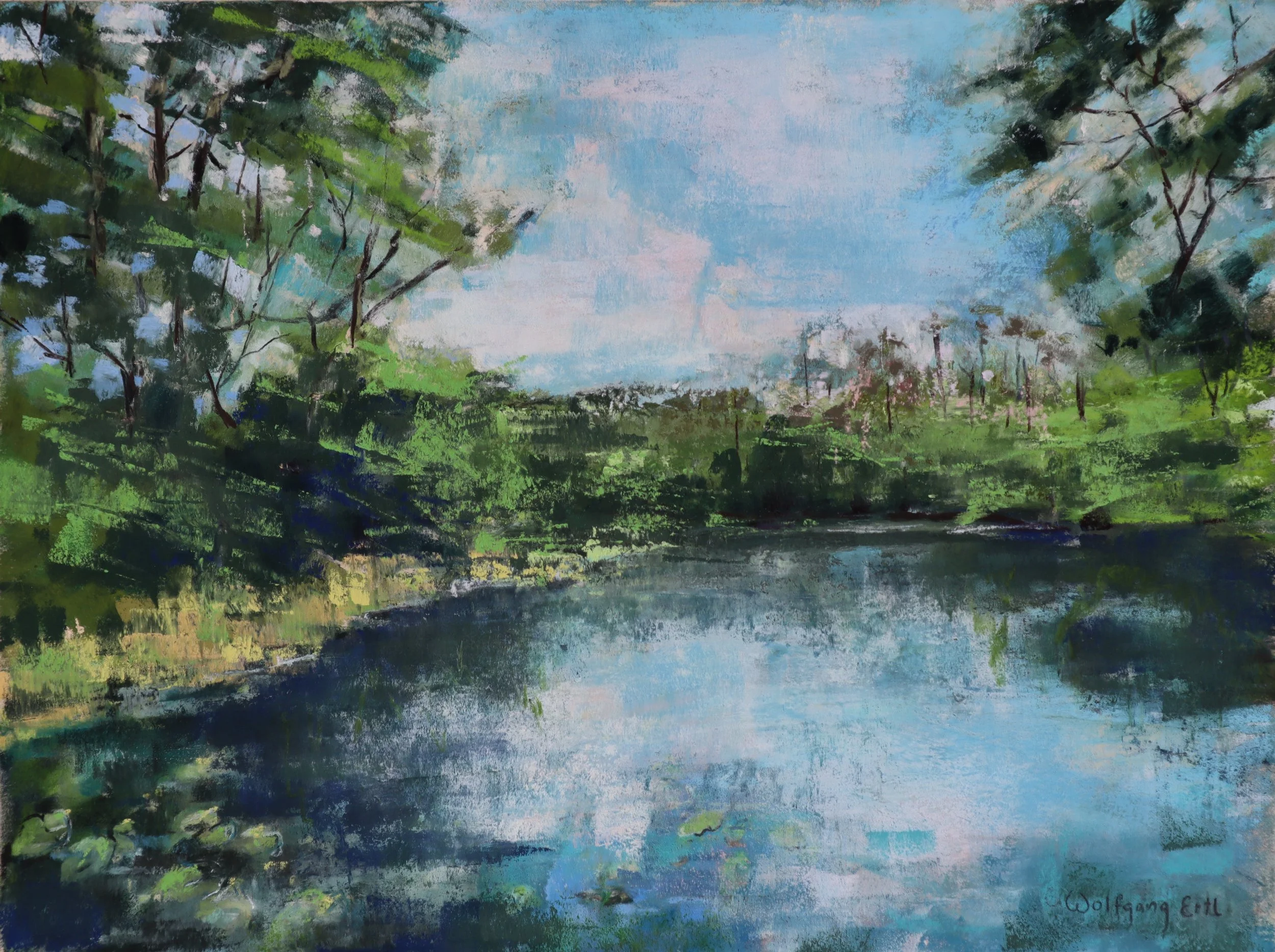 Goose Pond, Wolfgang Ertl, Pastel, $500.