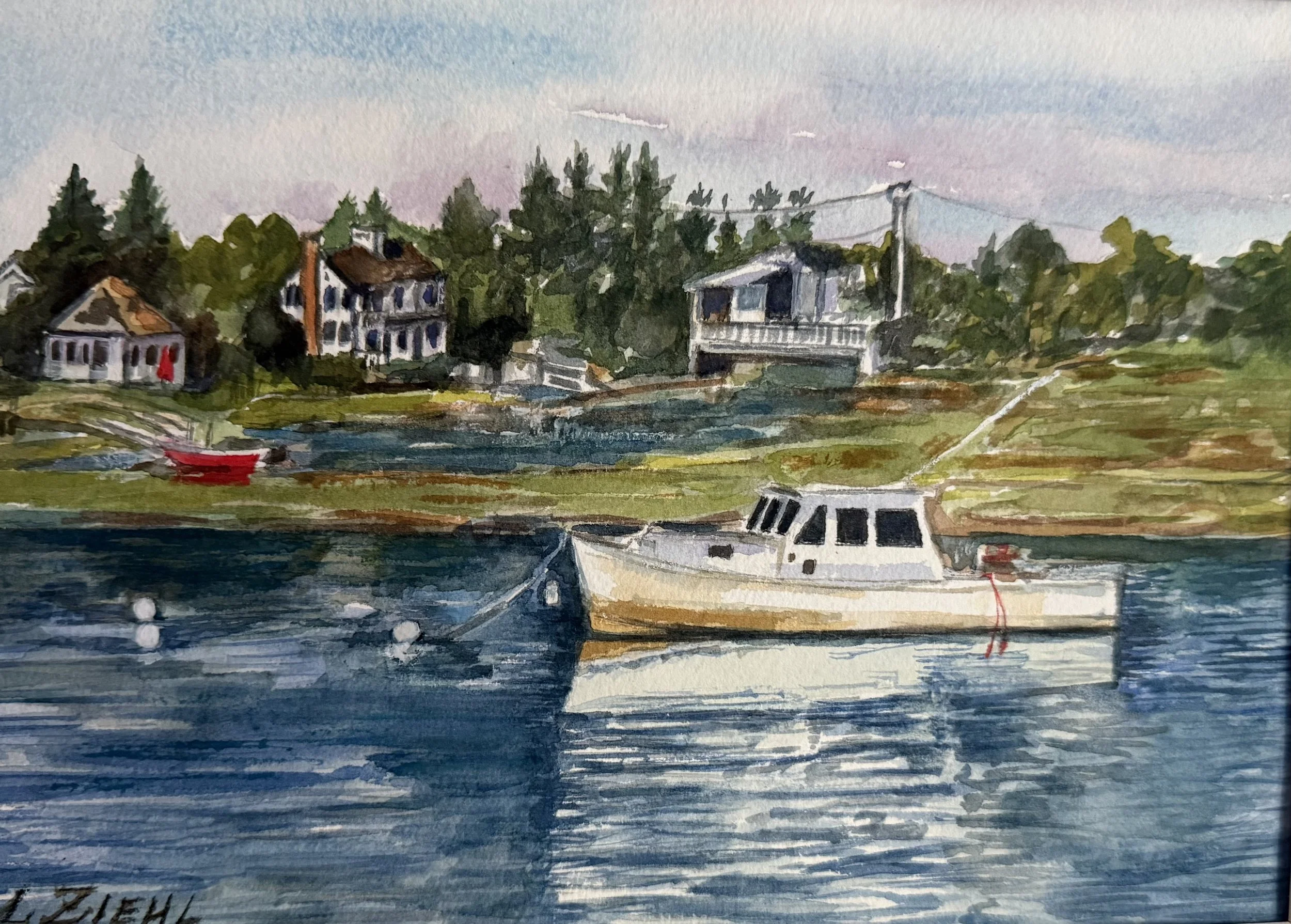 Kennebunk River View, Laurel Ziehl, Watercolor, $375.