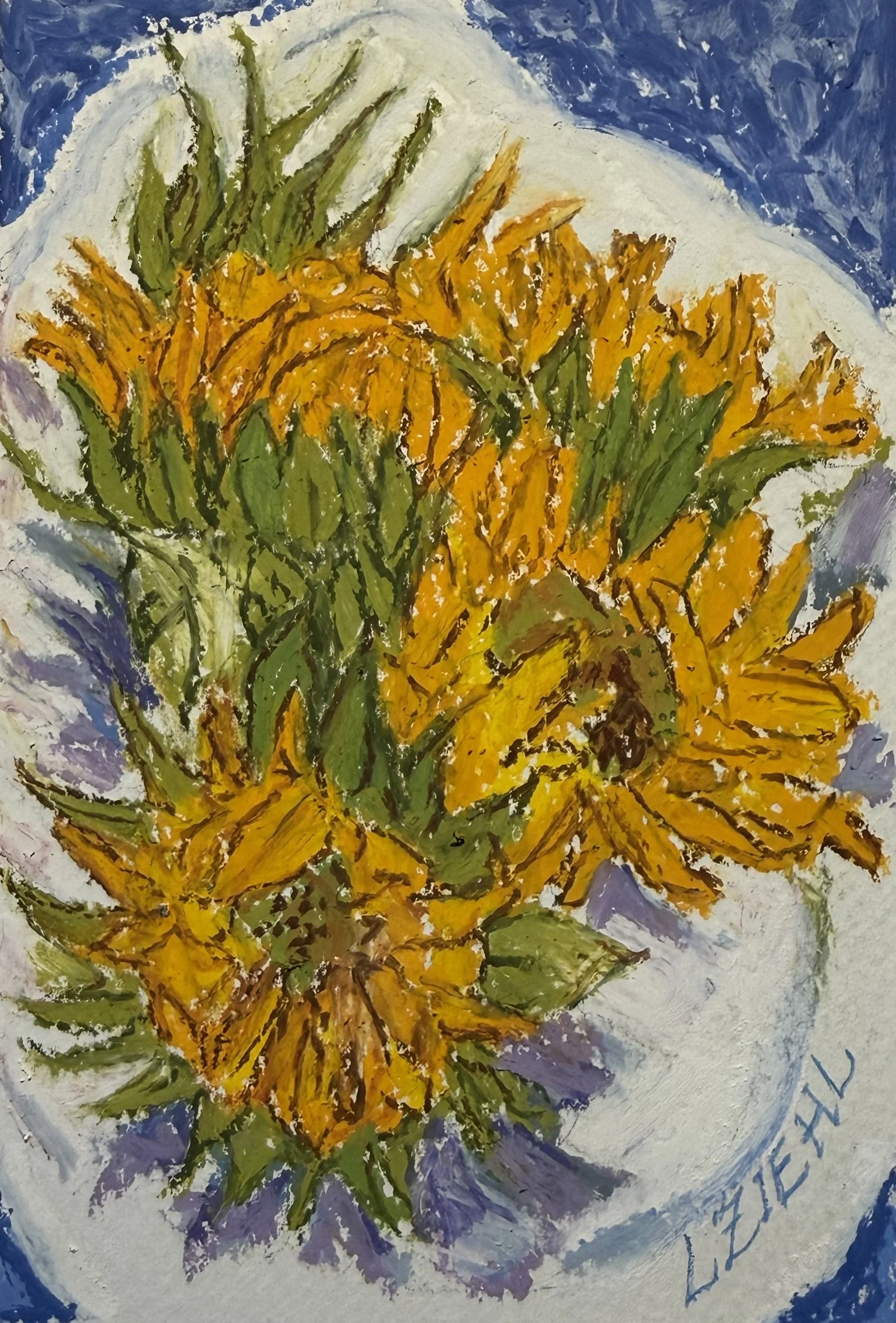Sunflowers: Van Gogh Style, Laurel Ziehl, Pastel, $275.