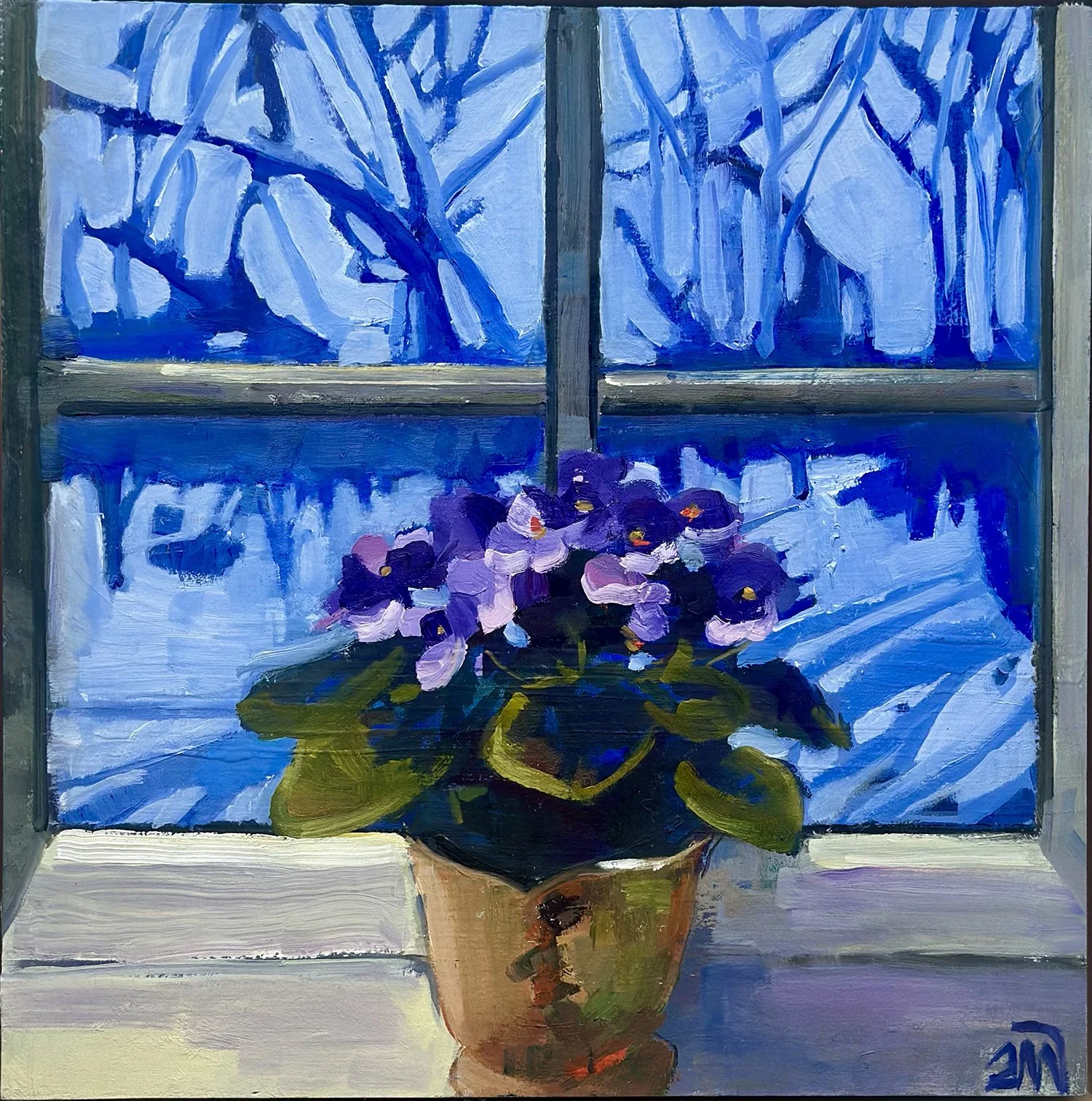 Violets In Winter, Ann McKee, Oil, $475.