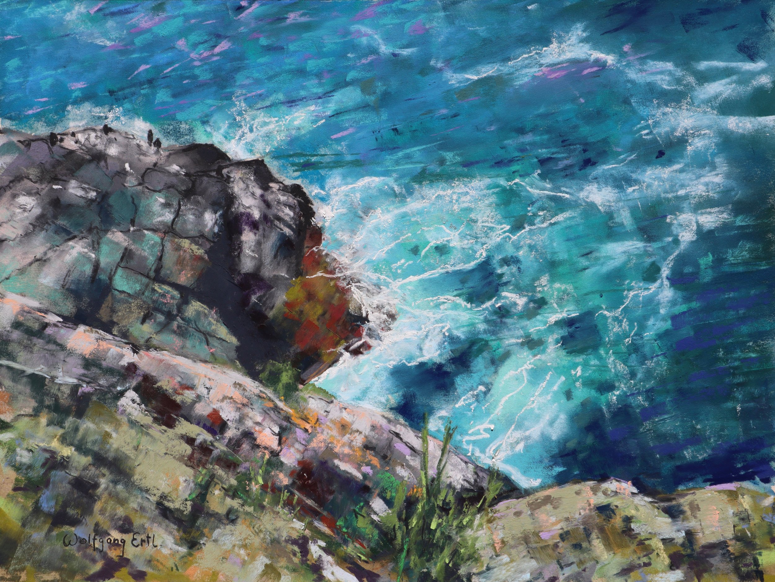 Monhegan Cliffs, Wolfgang Ertl, Pastel, $600. (15x19")