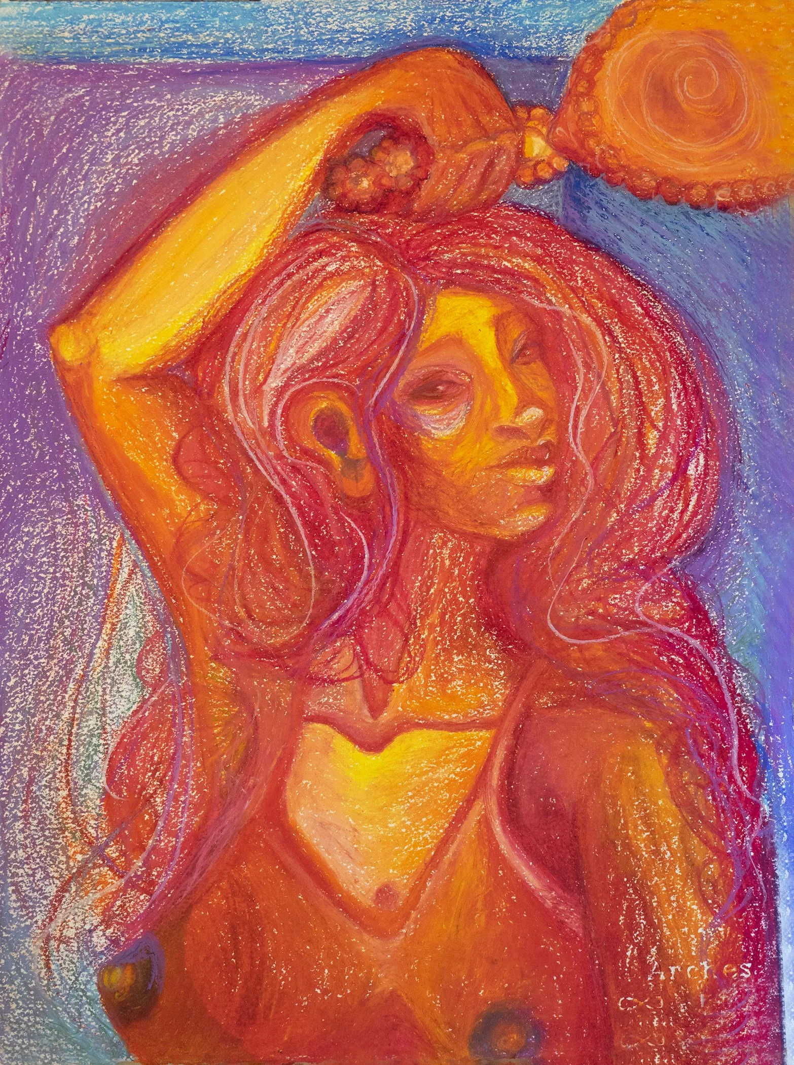 She Knows What You Did Last Summer, Rebecca Marella, Oil Pastel, $395.