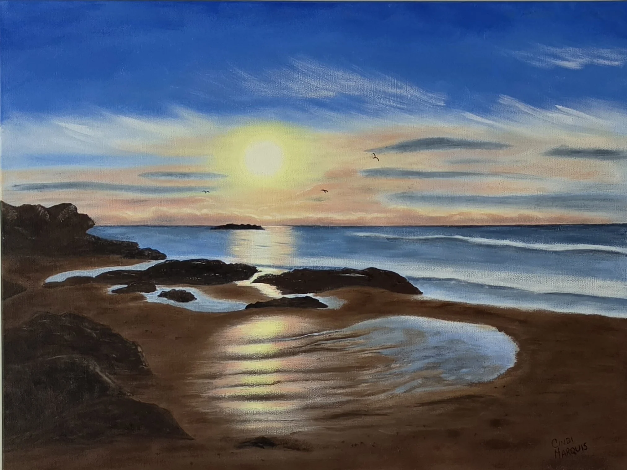 Early Morning Harbor Beach, Cindi Marquis, Acrylic, $600. (18x24")