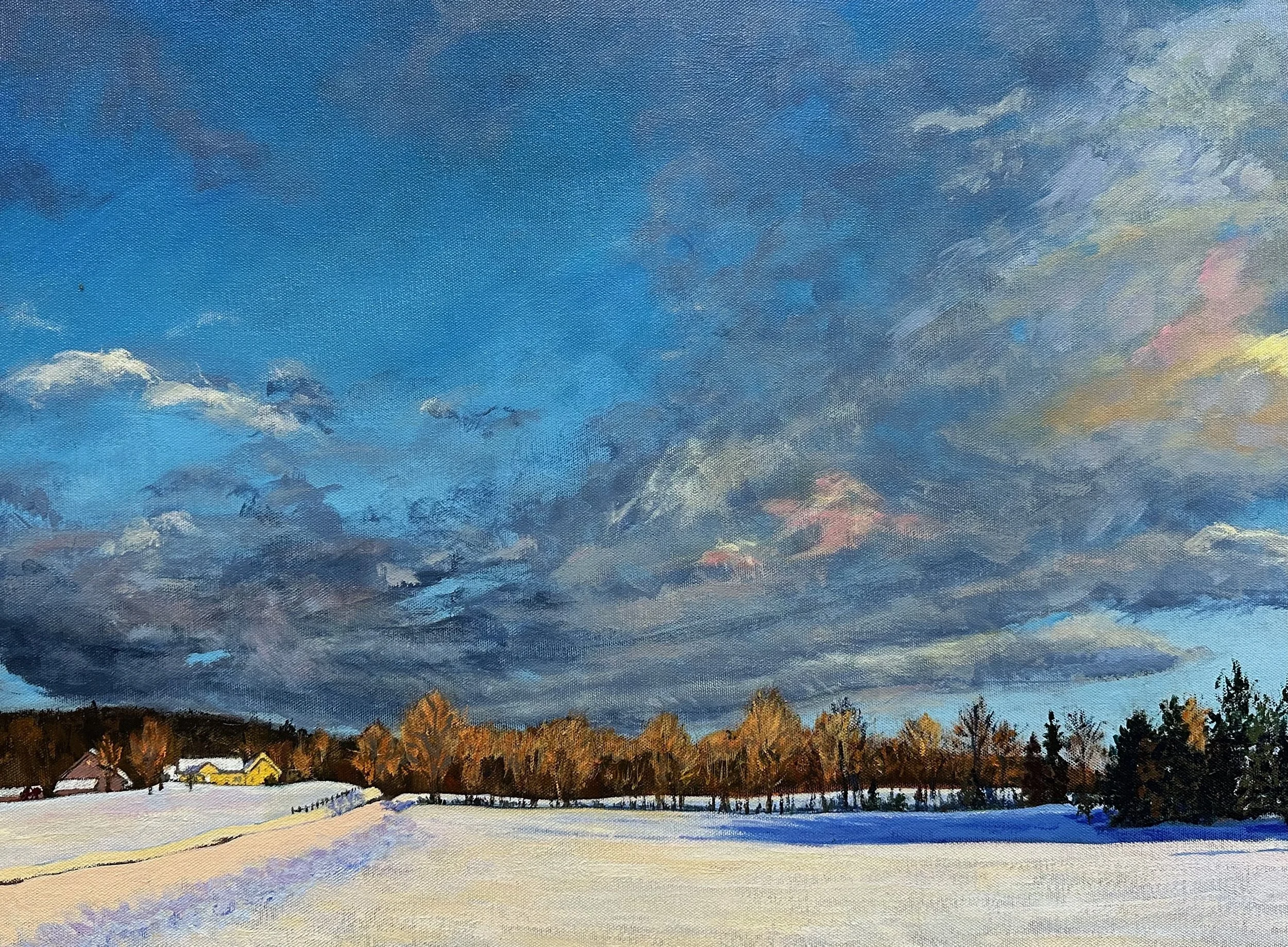 🔴 (Sold!) Sunset On Barr Hill, Susan Goodby, Acrylic, $900. 