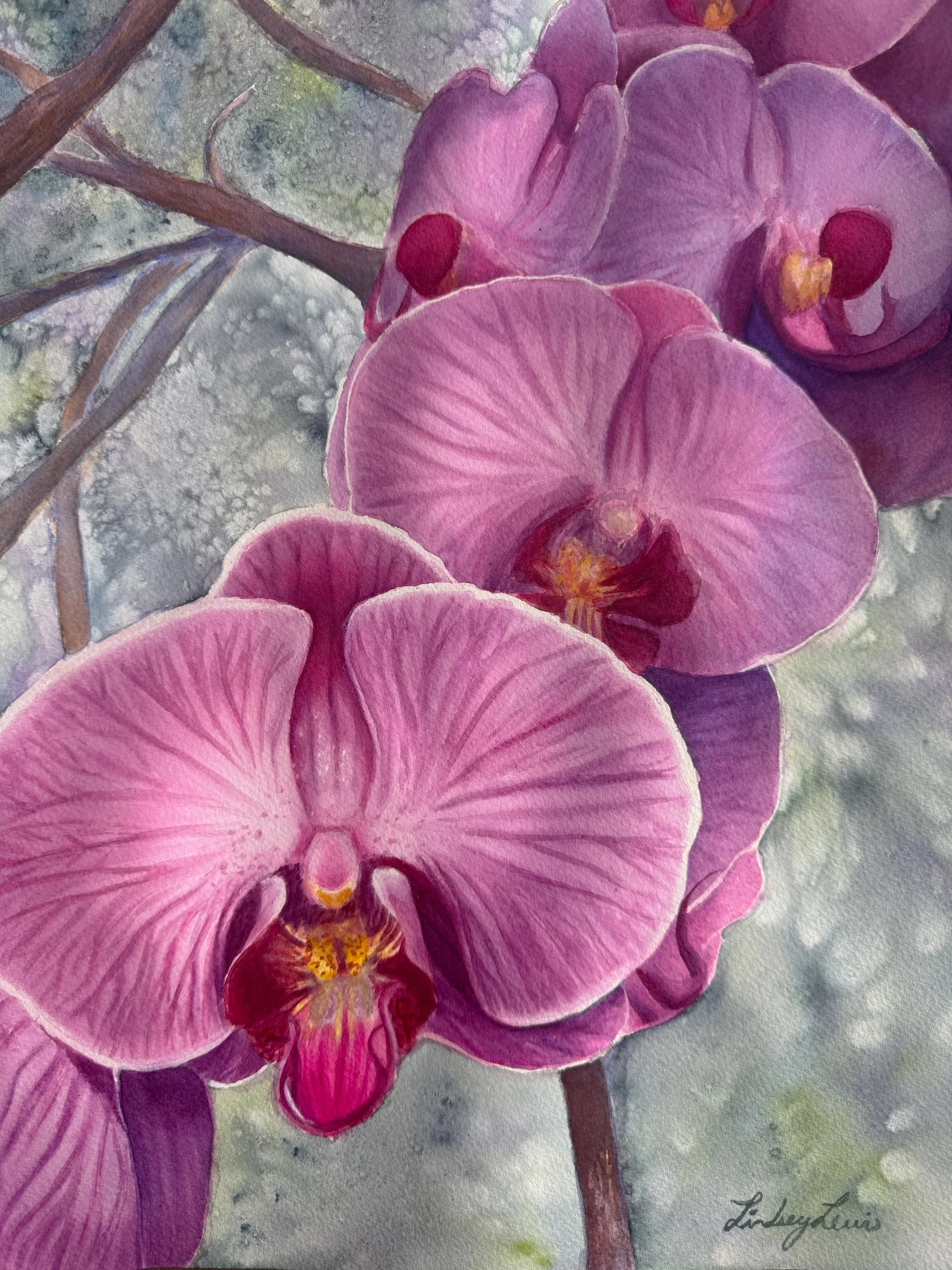 Blooming Orchids, Lindsey Lewis, Watercolor, $475.