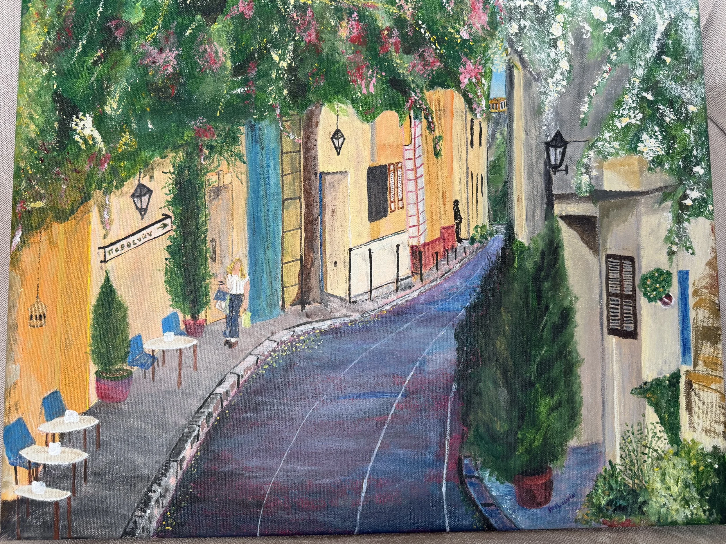 Plaka DIstrict - Athens, Paul Locwin, Acrylic, $300.