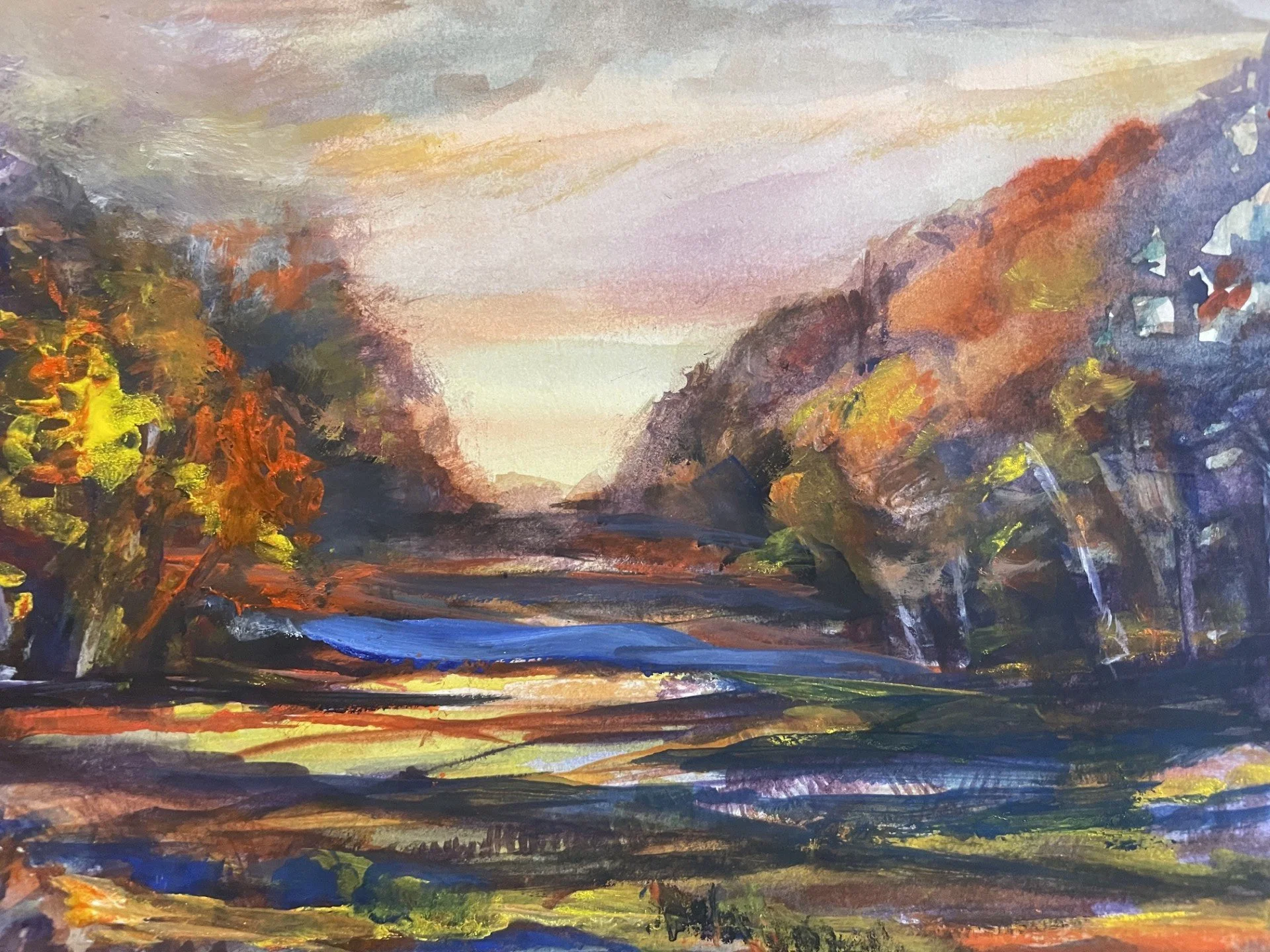 Fall Magic, Semra Aytur, Watercolor and Gouache, $180. 9x12"