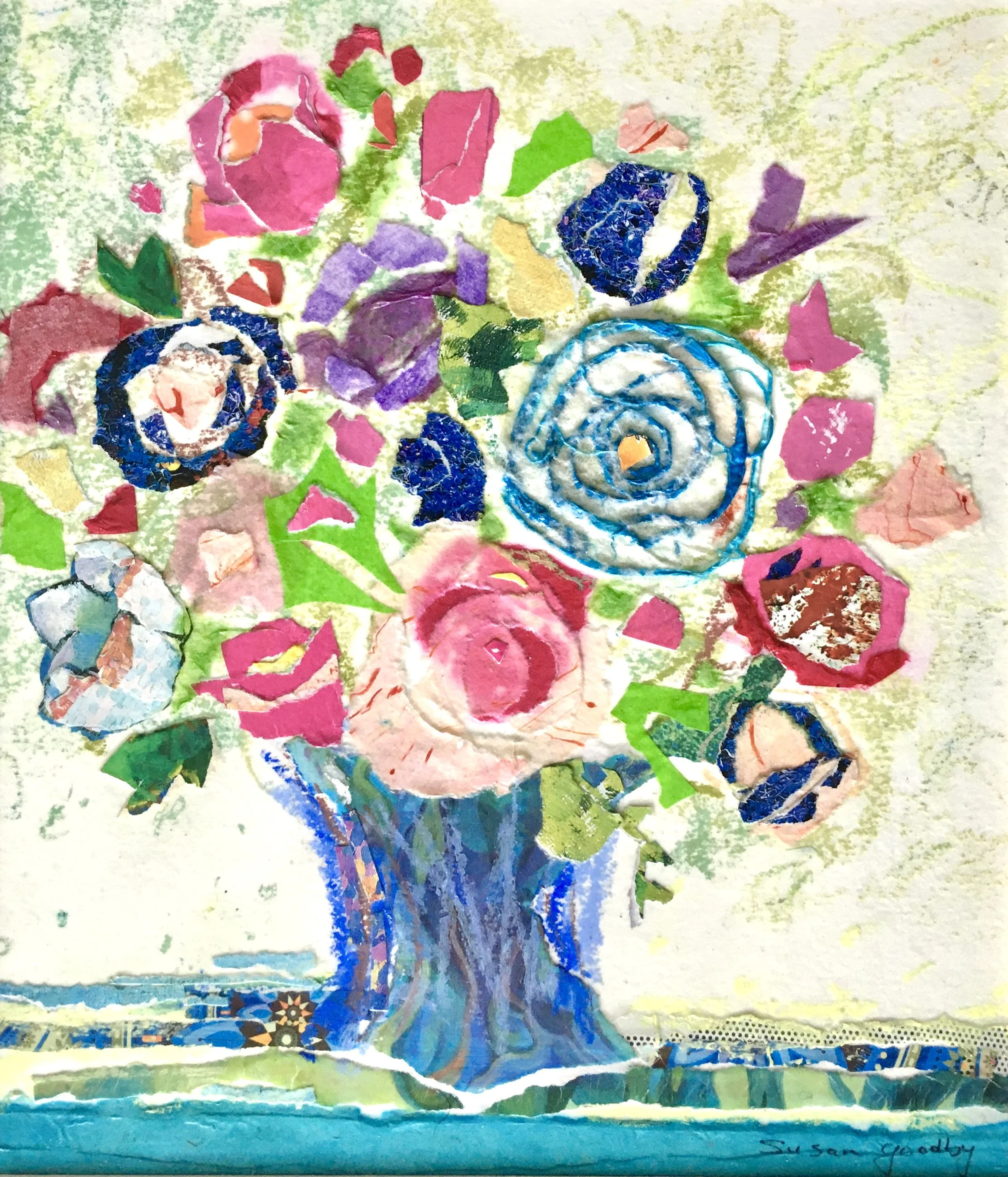 Bouquet in Blue, Susan Goodby, Mixed Media, $245.