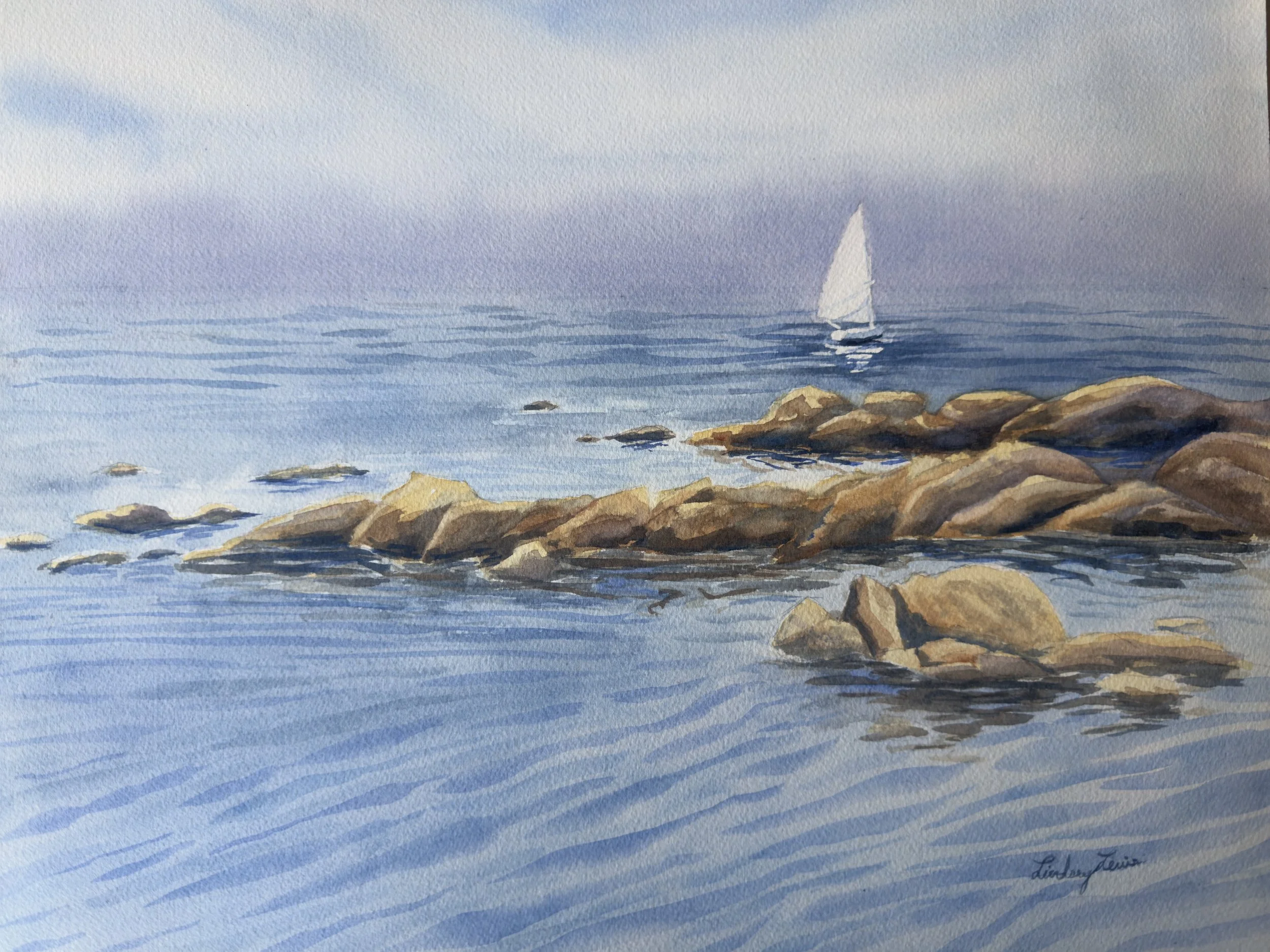 Foggy Horizon, Lindsey Lewis, Watercolor, $500.