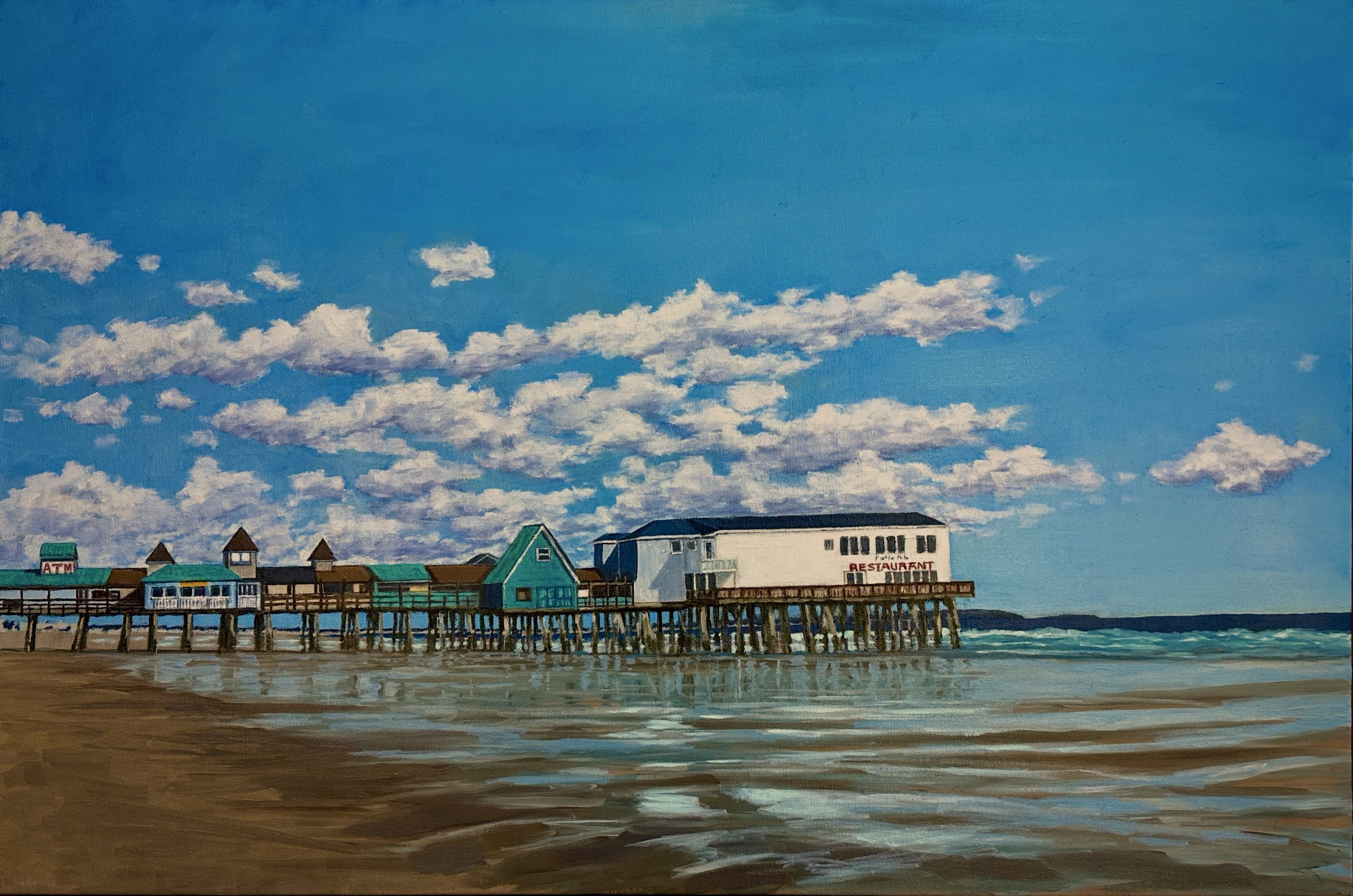 Old Orchard Pier, Cassandra Hahn, Oil on Canvas, $1250.