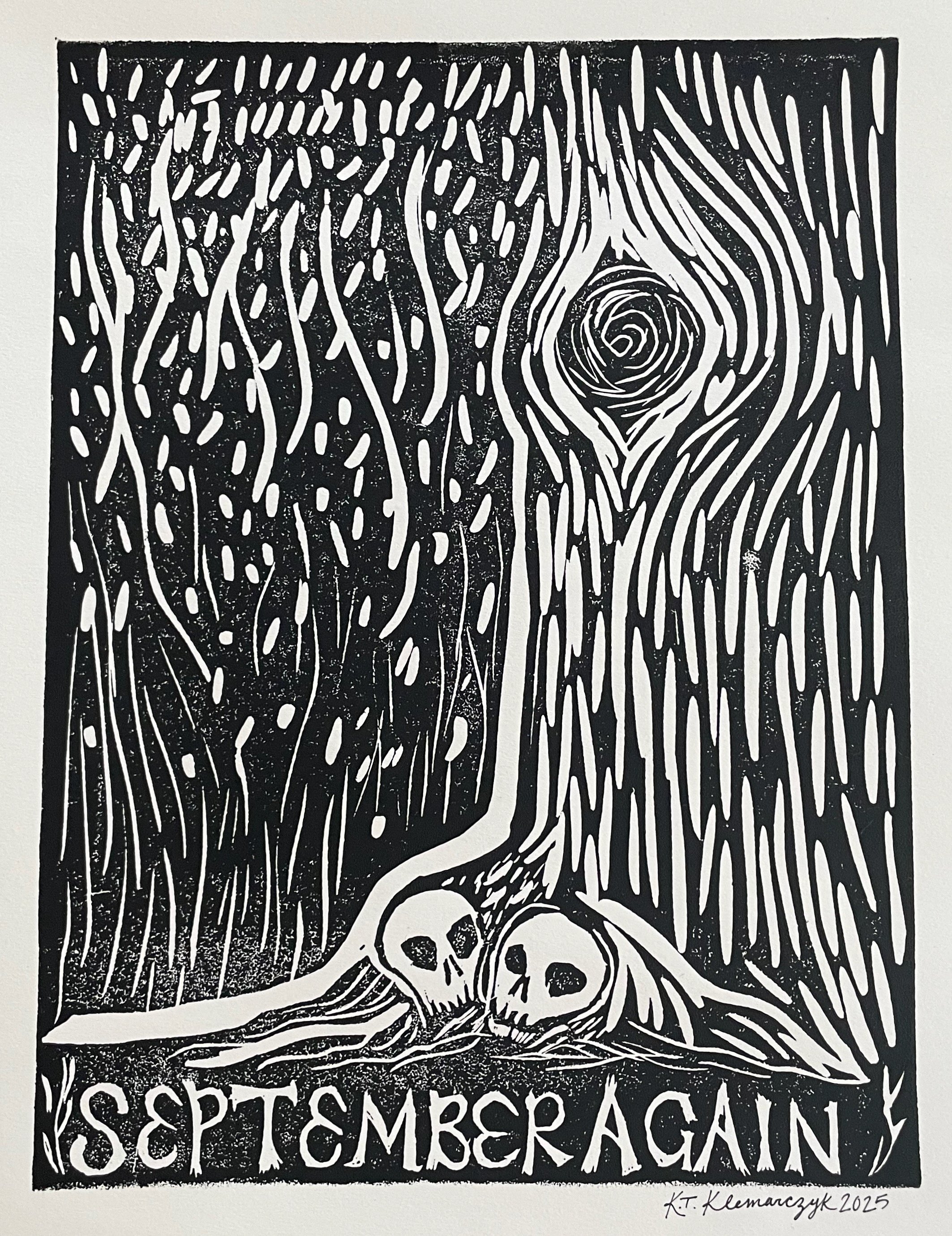 September Again, Teddy Klemarczyk, Linocut Print, $80.
