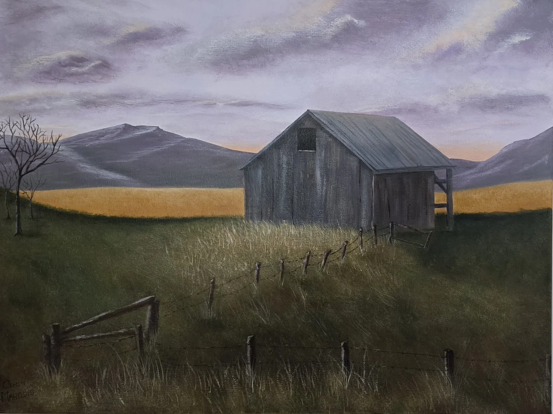 Hay Barn Overlooking The Adirondack Mountains, Vergennes, VT, Cindi Marquis, Acrylic, $325.