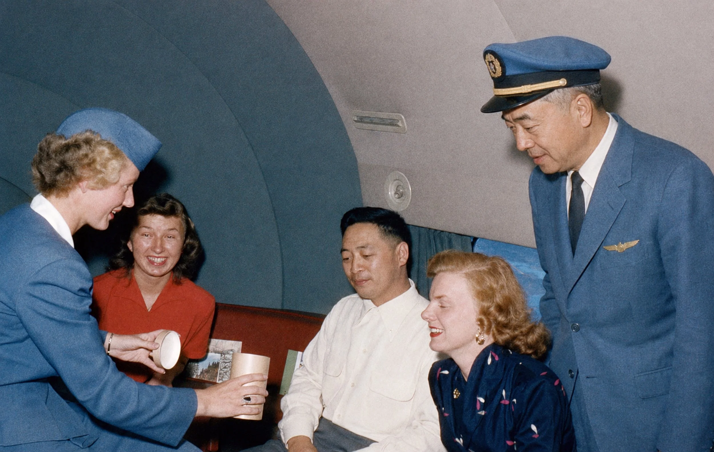 In flight, early 1950's