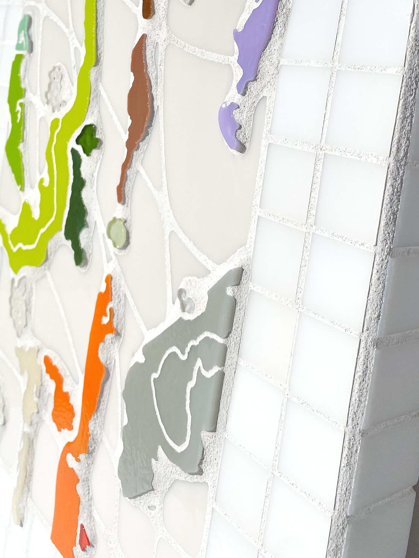 Closeup of abstract fine art mosaic wall art by Ann Weinheimer