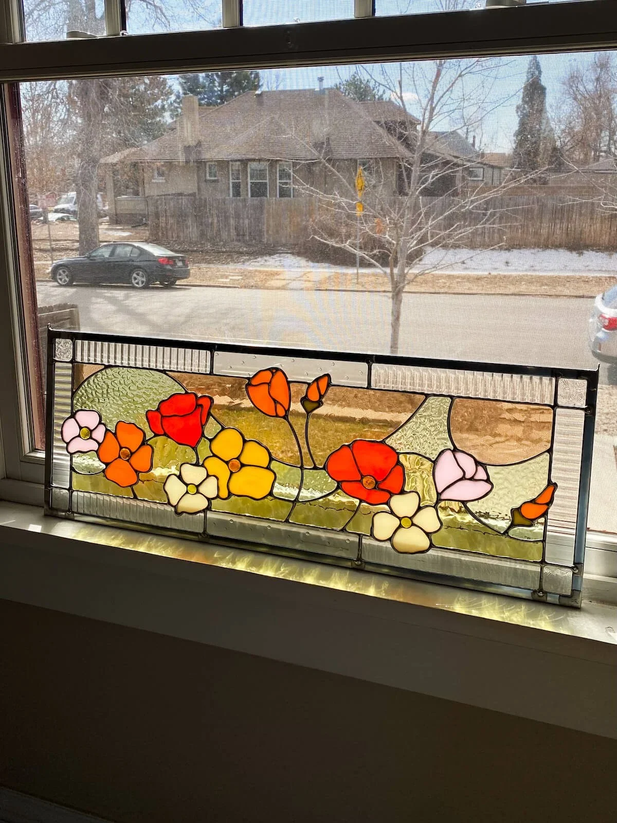 The California Poppy Stained Glass Panel