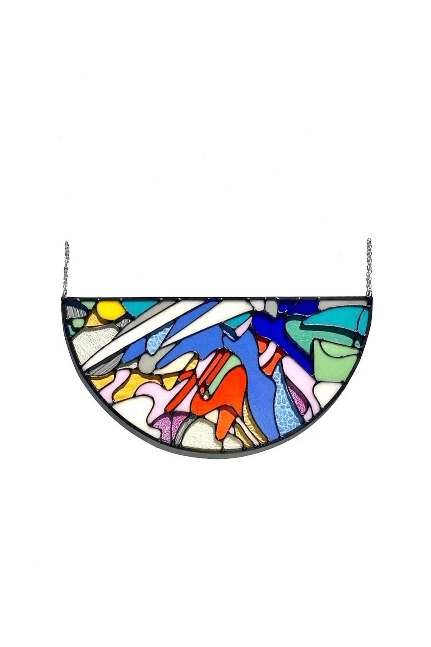 Abstract Semicircle No. 2 Stained Glass Panel