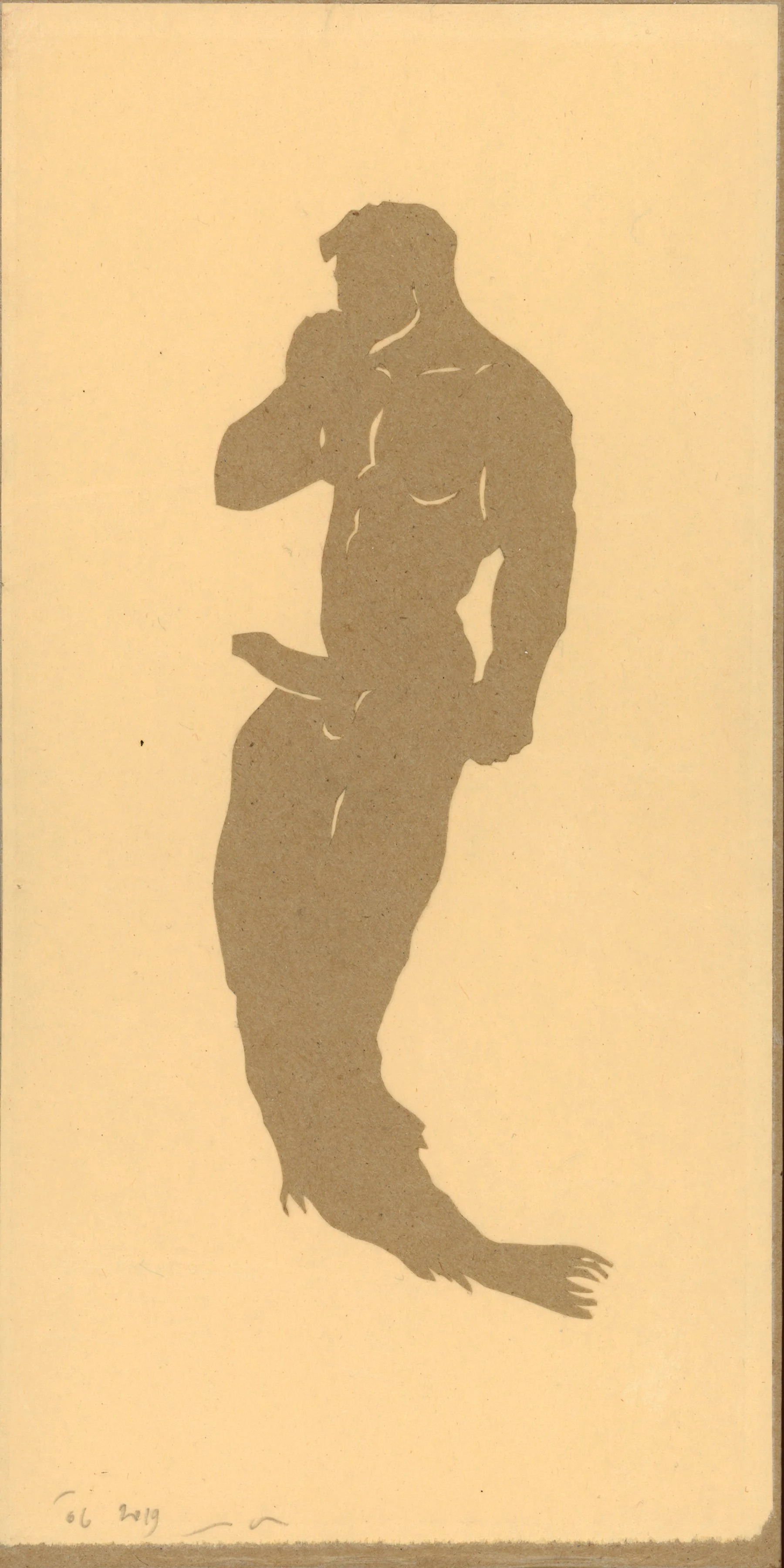Merman_papercut on woodpanel_2023.jpg