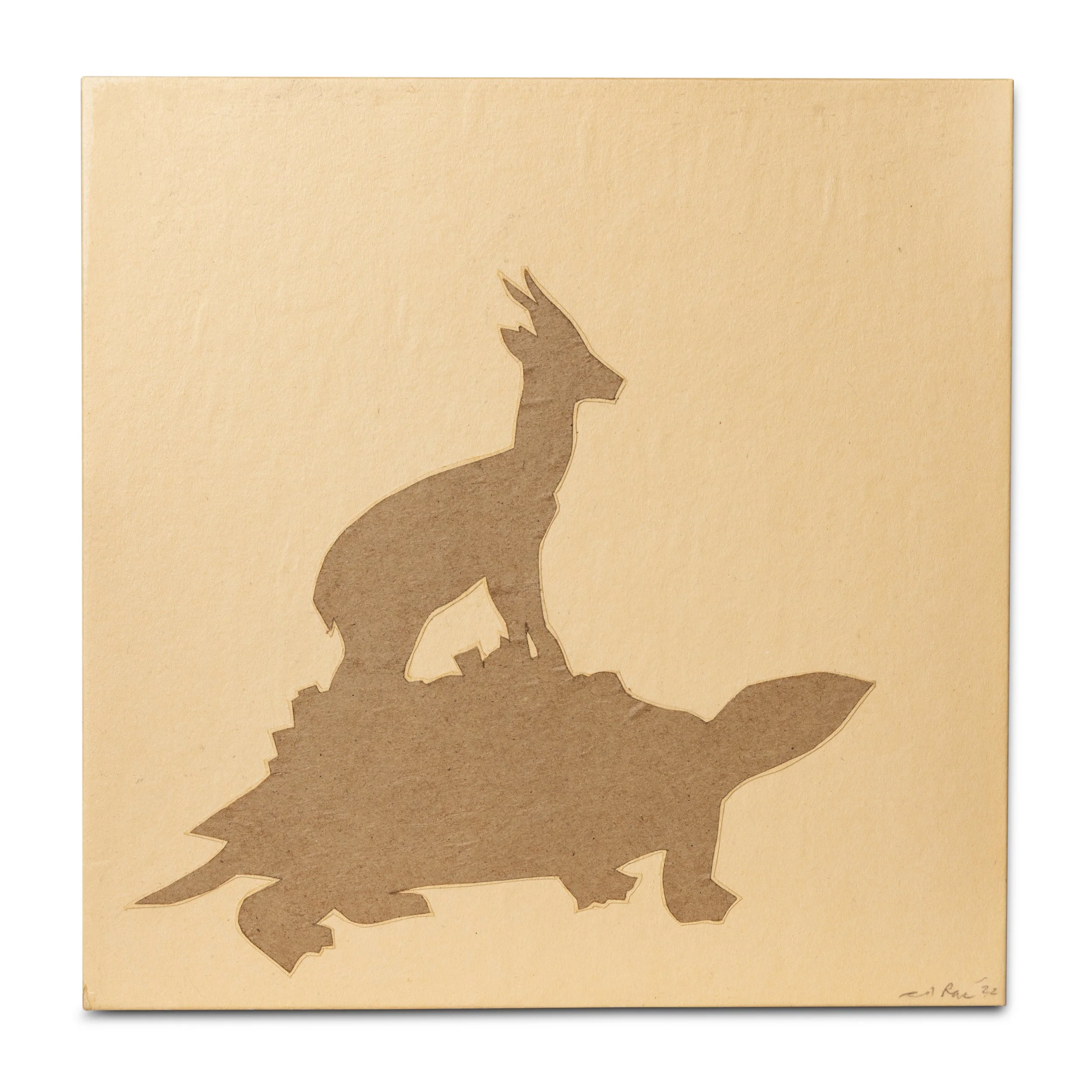 Tzav-Tzvi, papercut on wood panel, 8"x8"x1"