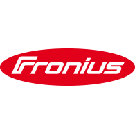 Fronius logo with red oval background and white text