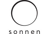 A logo with a black circle outline above the word 'sonnen'
