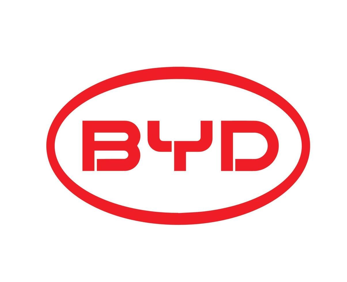 BYD logo in red with an oval outline around the text.