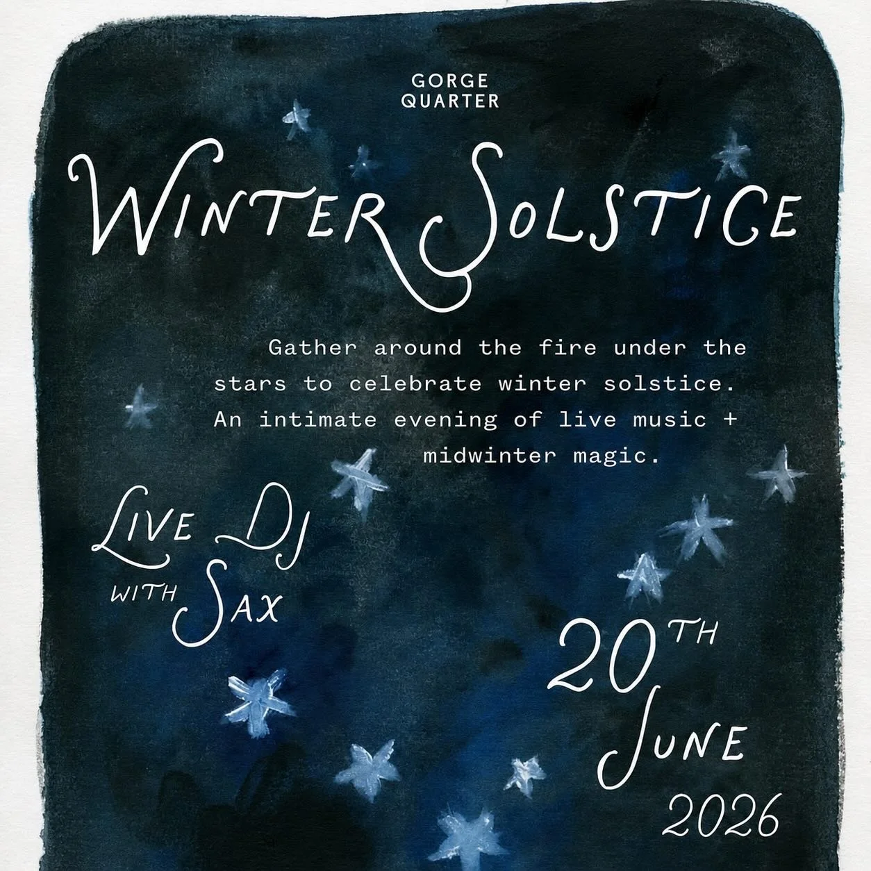 Winter soir&eacute;e under the stars at Gorge Quarter ✨ Tickets include loaded flat breads by @anna_does_food, winter themed drinks, Kapiti affogato, music by @mrthicketnz accompanied by saxophonist James Tait-Jamieson, all around bonfire cosiness un