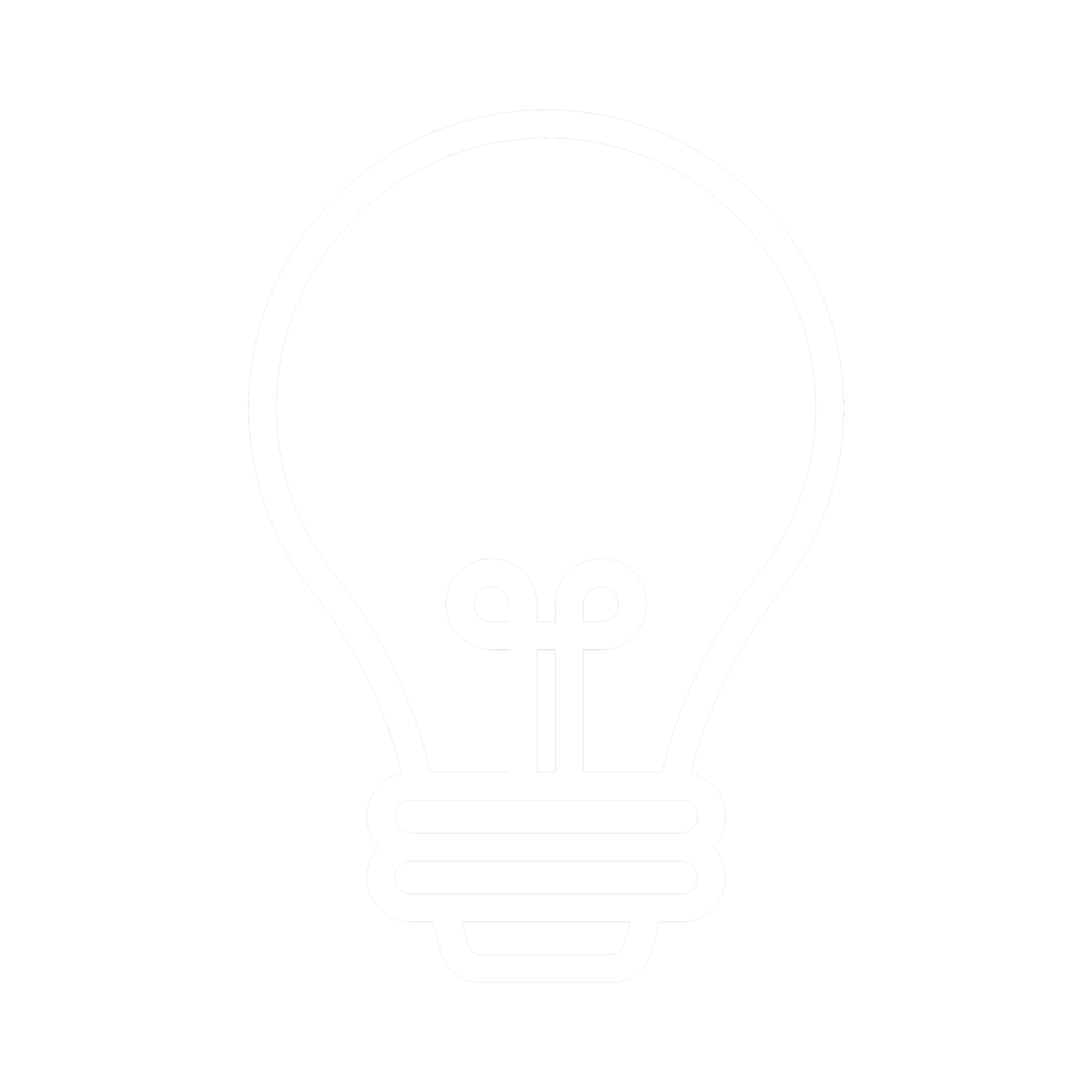 Black background with a white outline of a light bulb that contains a skull inside.