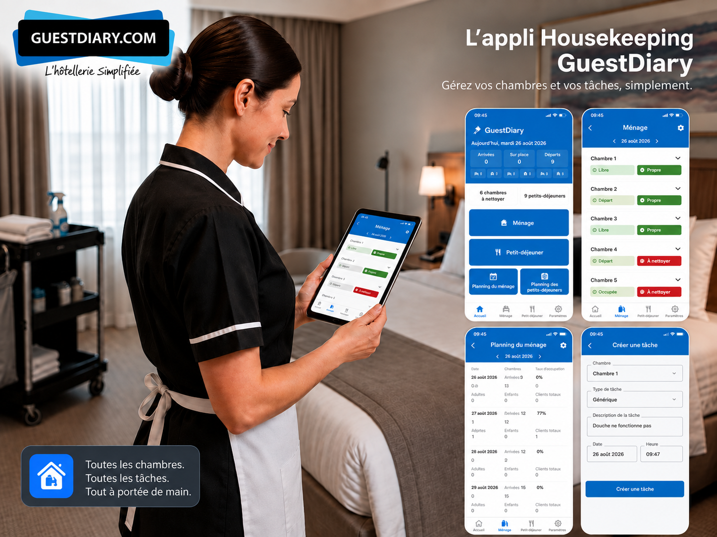 Maintenant disponible - L’appli Housekeeping GuestDiary 