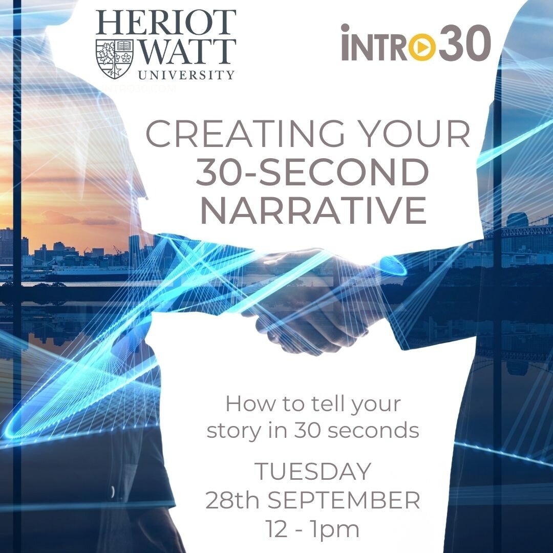 What's a first impression? What are people thinking when they meet someone new? How do you make a good first impression? Or is it different for everyone?
We'll be talking all things 30-second intro tomorrow to Heriot-Watt students.
Reach out for more