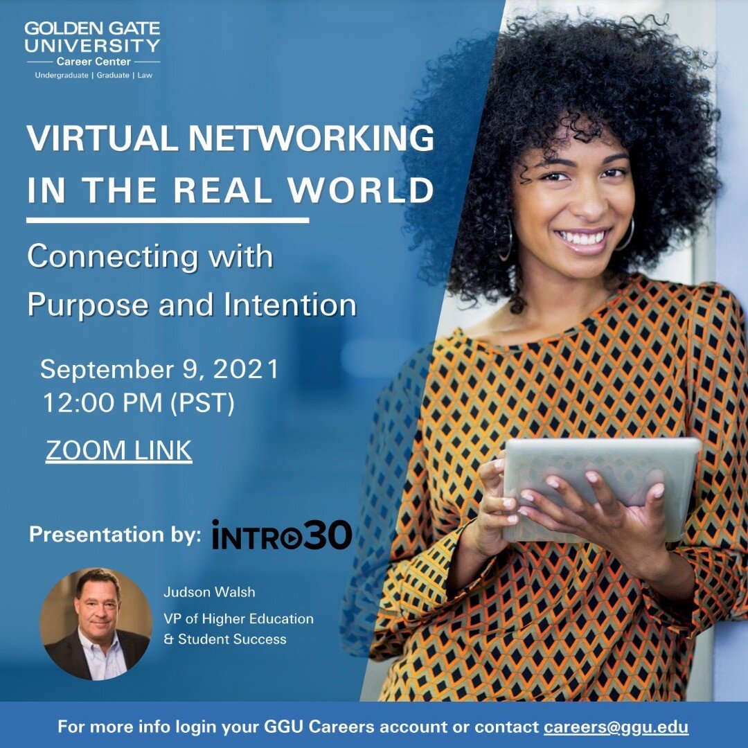 We'll be presenting to @goldengateuniversity students and alumni today about Virtual Networking in the Real World - Connecting with Purpose and Intention. 

It's the first of 2 sessions which we will also be presenting to a few other universities in 