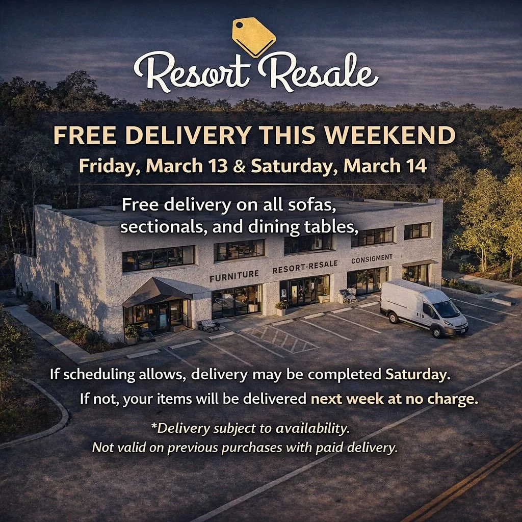 FREE DELIVERY THIS WEEKEND 🚛

Friday, March 13 &amp; Saturday, March 14

Free delivery on all sofas, sectionals &amp; dining tables

Local delivery only:
Panama City Beach to Destin to Freeport and everywhere in between.

Delivery may be completed S