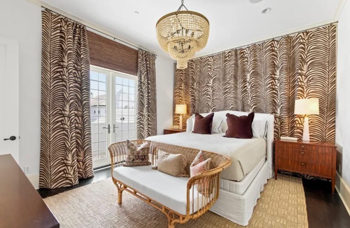 Schumacher Java Zebra Palm Custom Curtains (set of 4)
✨ retail: $10,000 
(fabric $259/yard - $7894)
(labor $1800 - $3000)
✨ OUR PRICE: $2,495 ❤️&zwj;🔥

We have two curtains measuring 8&rsquo;5&rdquo; x 10&rsquo; and two measuring 5&rsquo;3&rdquo; x 