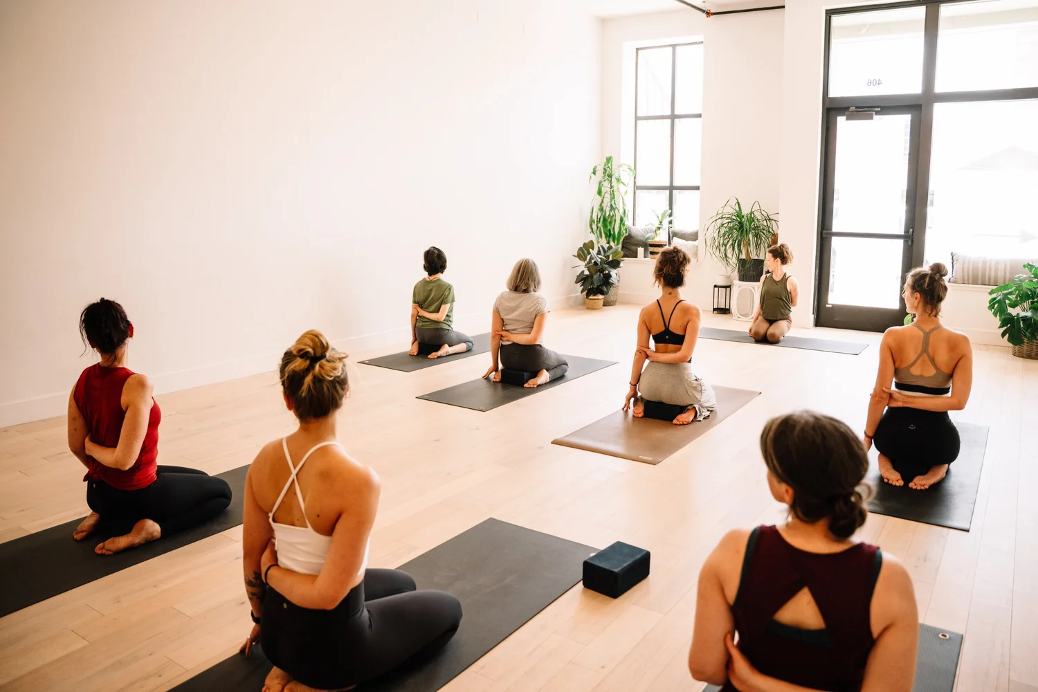 Yoga class in the studio at Lynden Yoga Collective in Lynden, WA