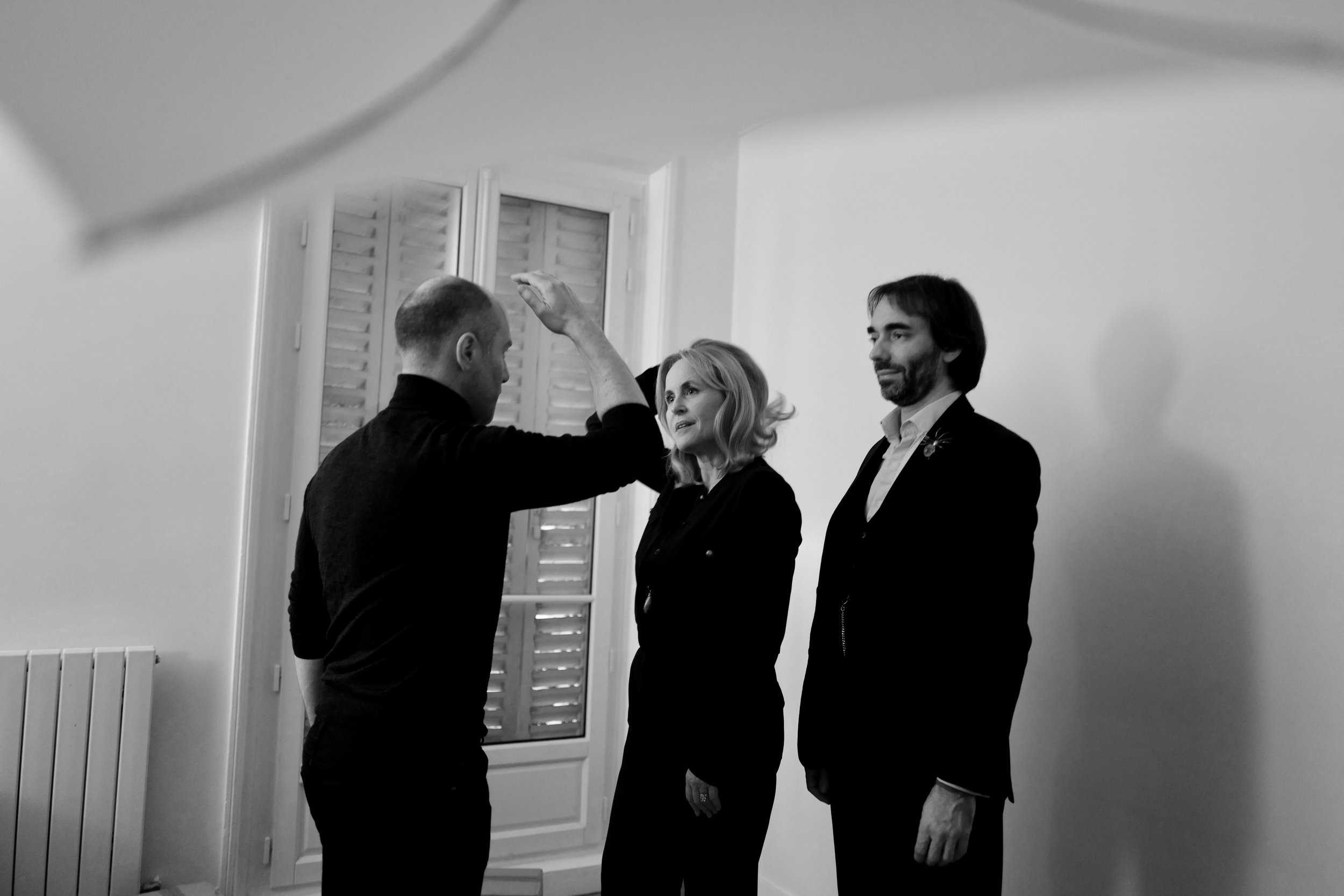 QG, backstage shooting des affiches de campagne. Anne Lebreton, tête de liste pour Paris Centre et Cédric Villani