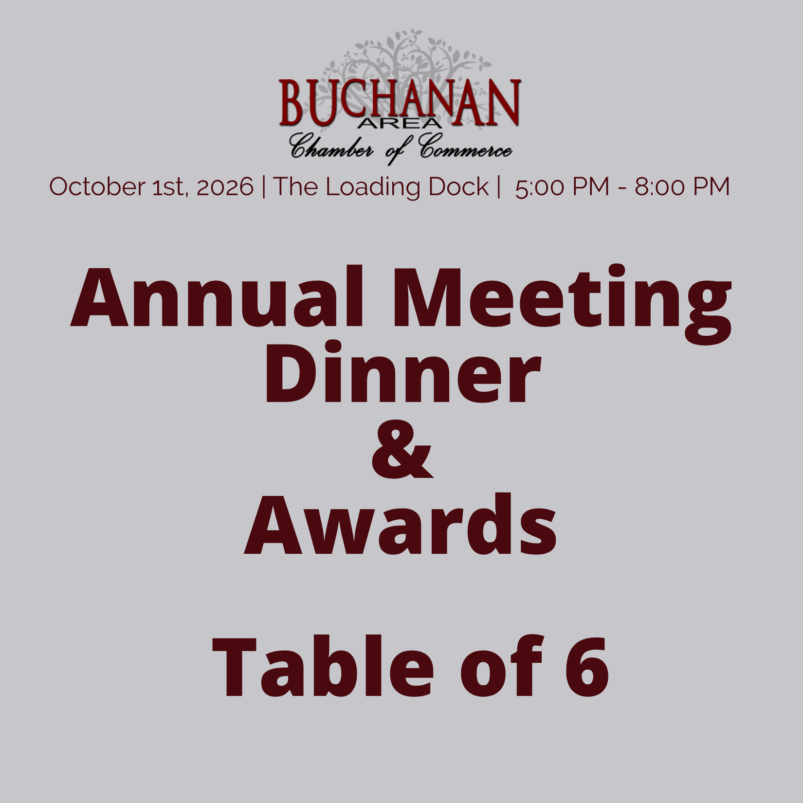 Buchanan Annual Meeting Ticket (Table of 6)