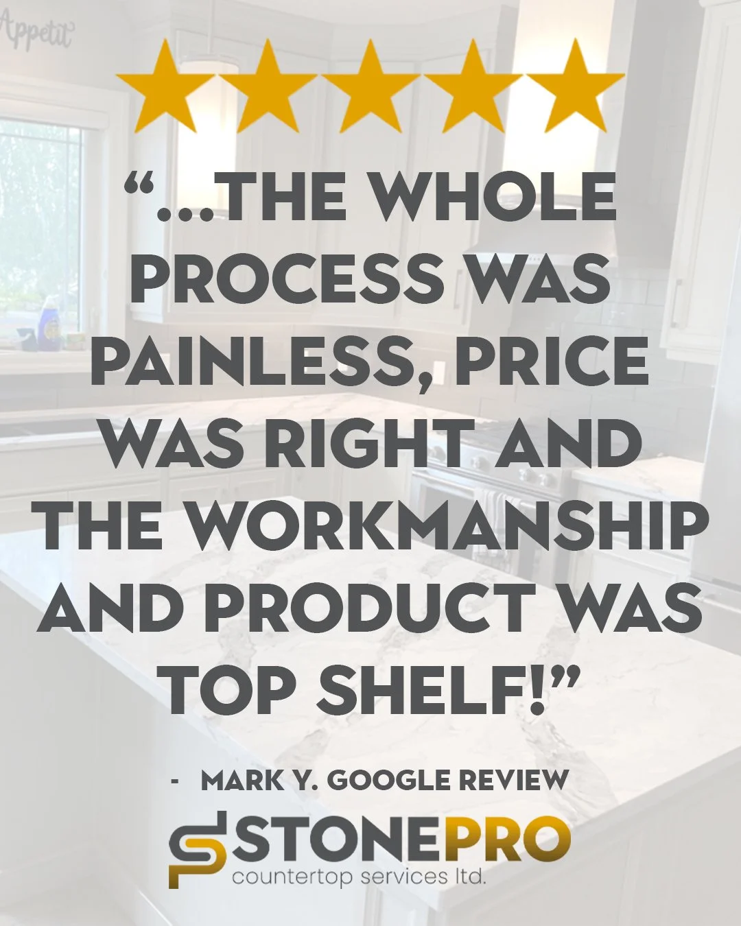 Thanks, Mark. Your kind words mean a lot to us!

#countertops #quartz #stonesurfaces #counterinstallers #cambria #hanstone #ceasarstone #bathroomreno #vanity