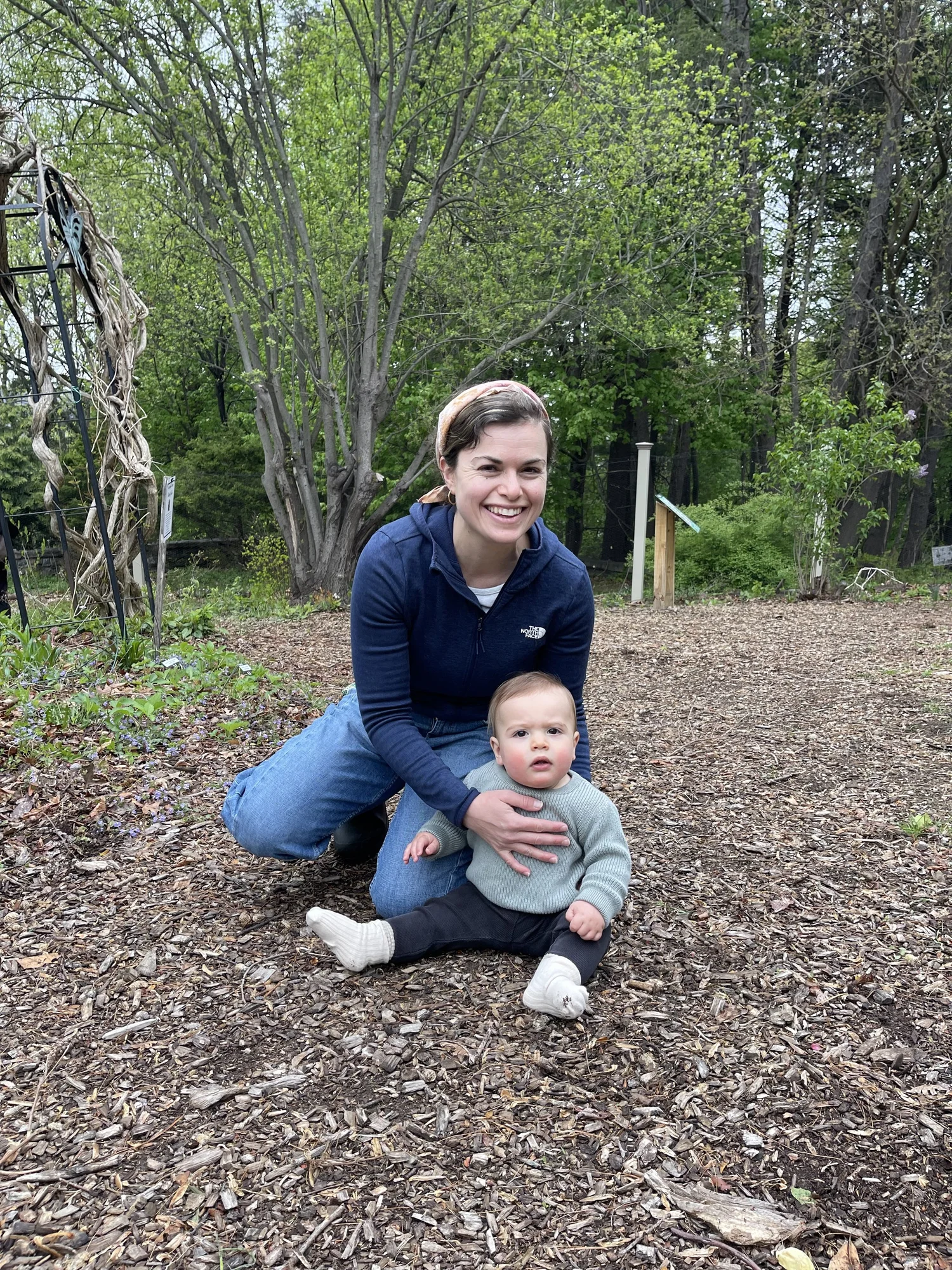 Hannah Van Dolsen outdoors with her child Dimitri