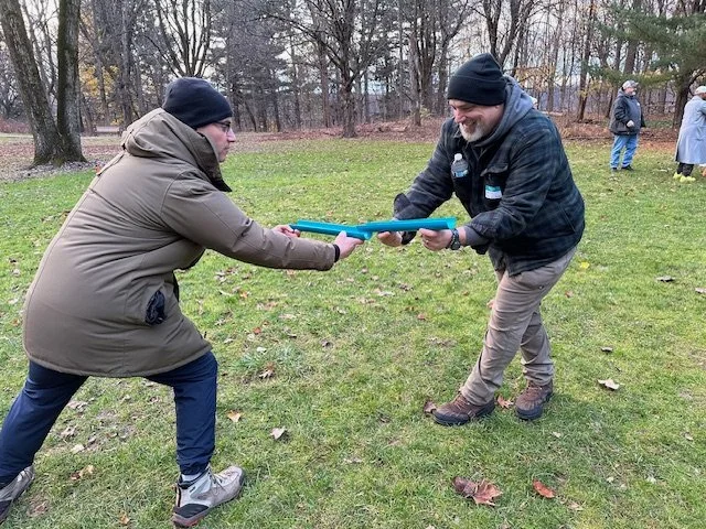 Adults participating in a nature-based retreat