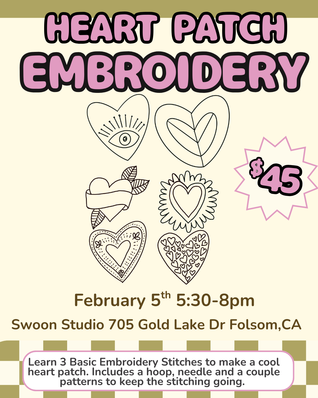 Embroidery Heart Patch Workshop