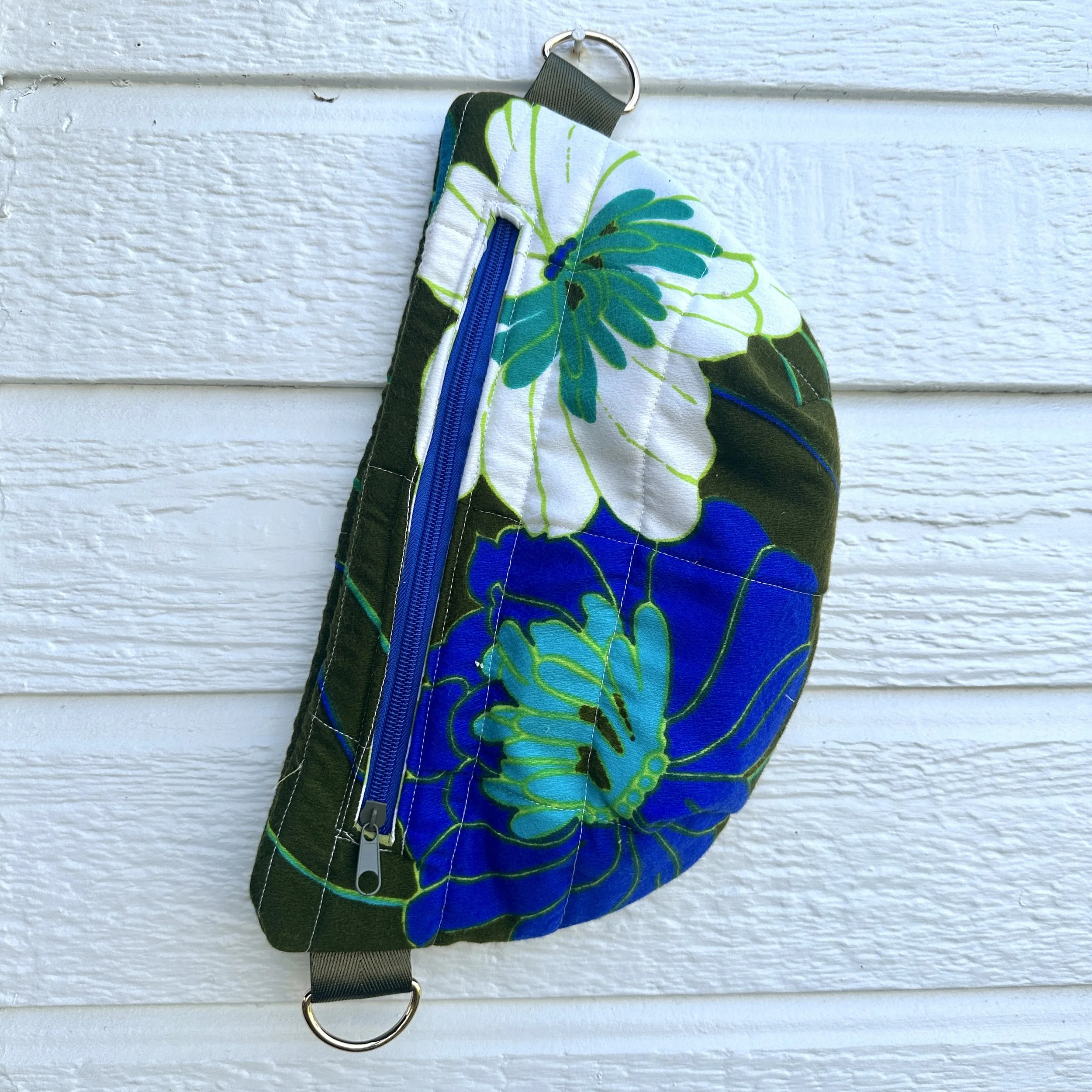 💙🥑Bum Bag Vintage Teal Green Floral Fabric