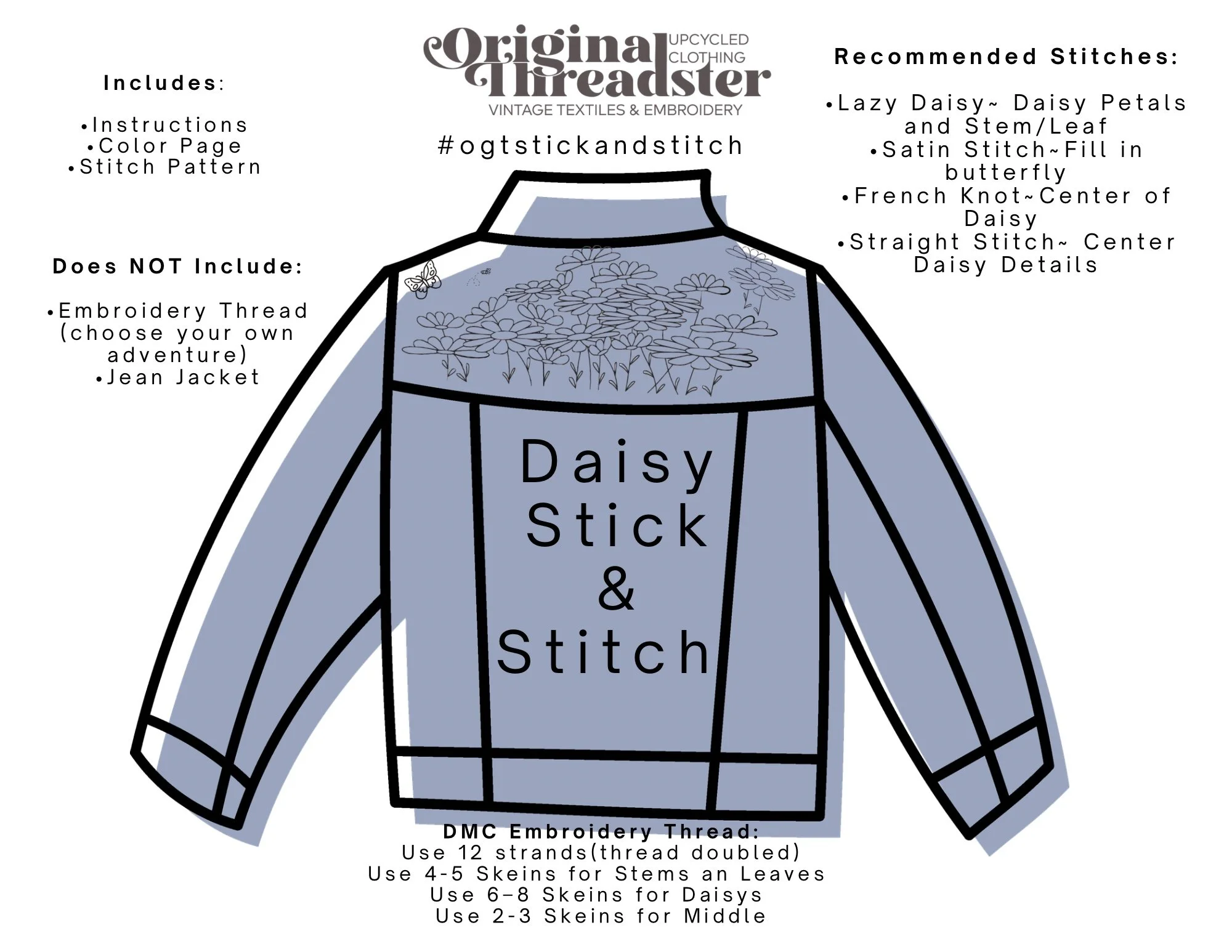 🌼Daisy Embroidery PDF Pattern